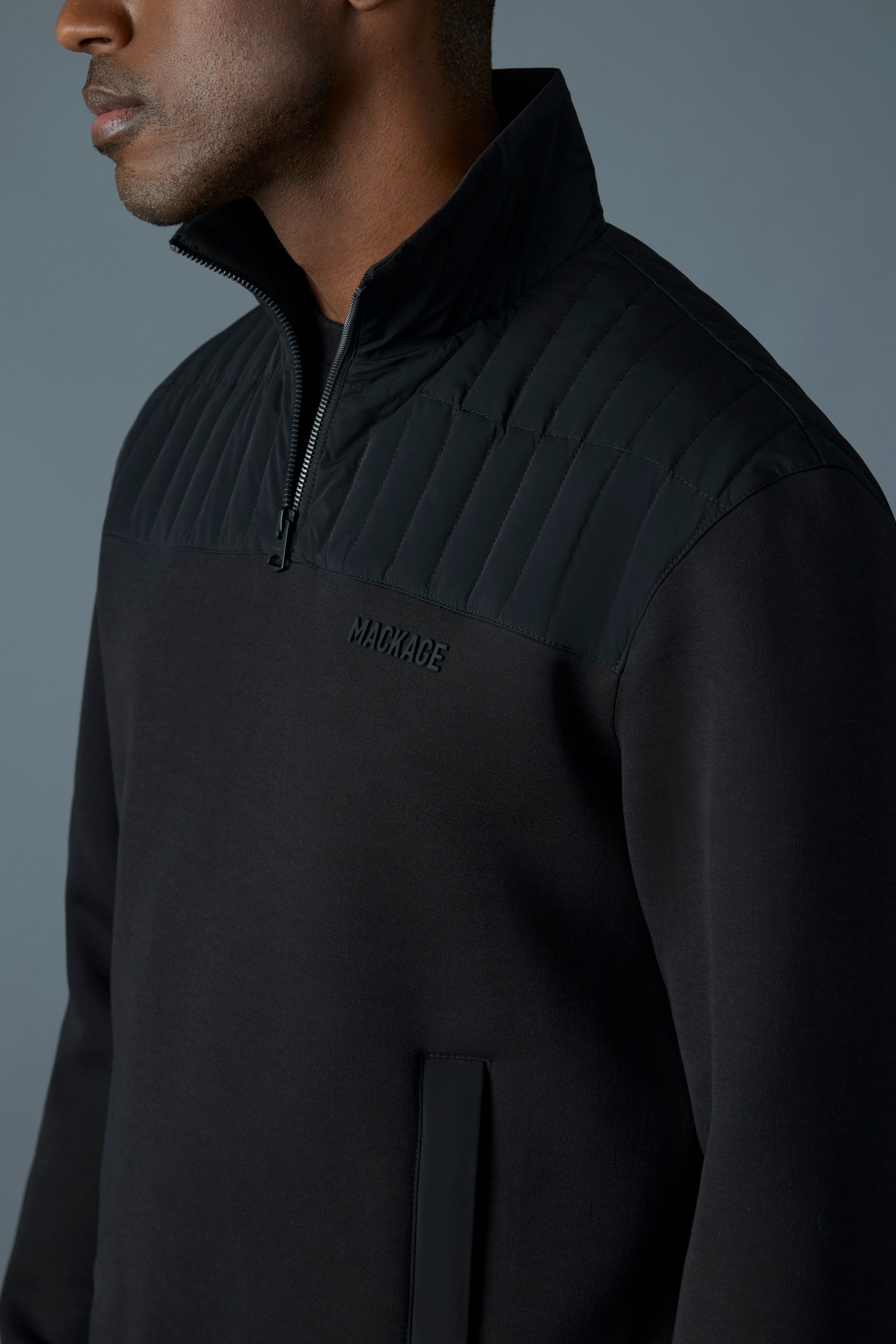 Corey, Hybrid Down Quarter-Zip Sweater | Mackage® US