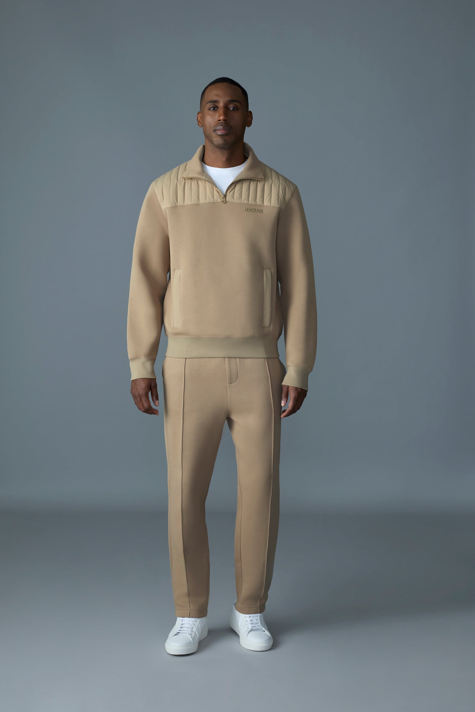 Corey, Hybrid Down Quarter-Zip Sweater | Mackage® US