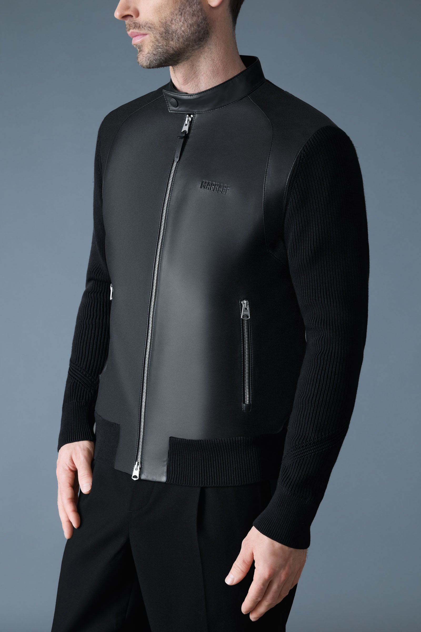 DOMINIC-Z Mixed Media Logo Jacket for Men | Mackage® US