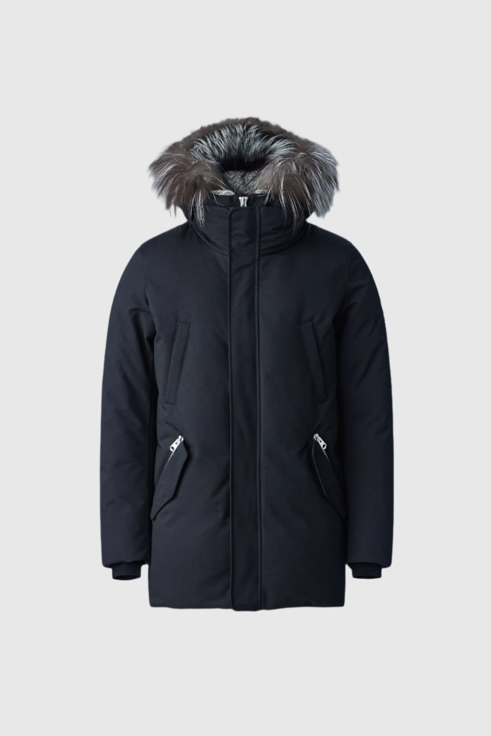 EDWARD-XZ 2-in-1 Down parka with hooded bib and silver fox fur for