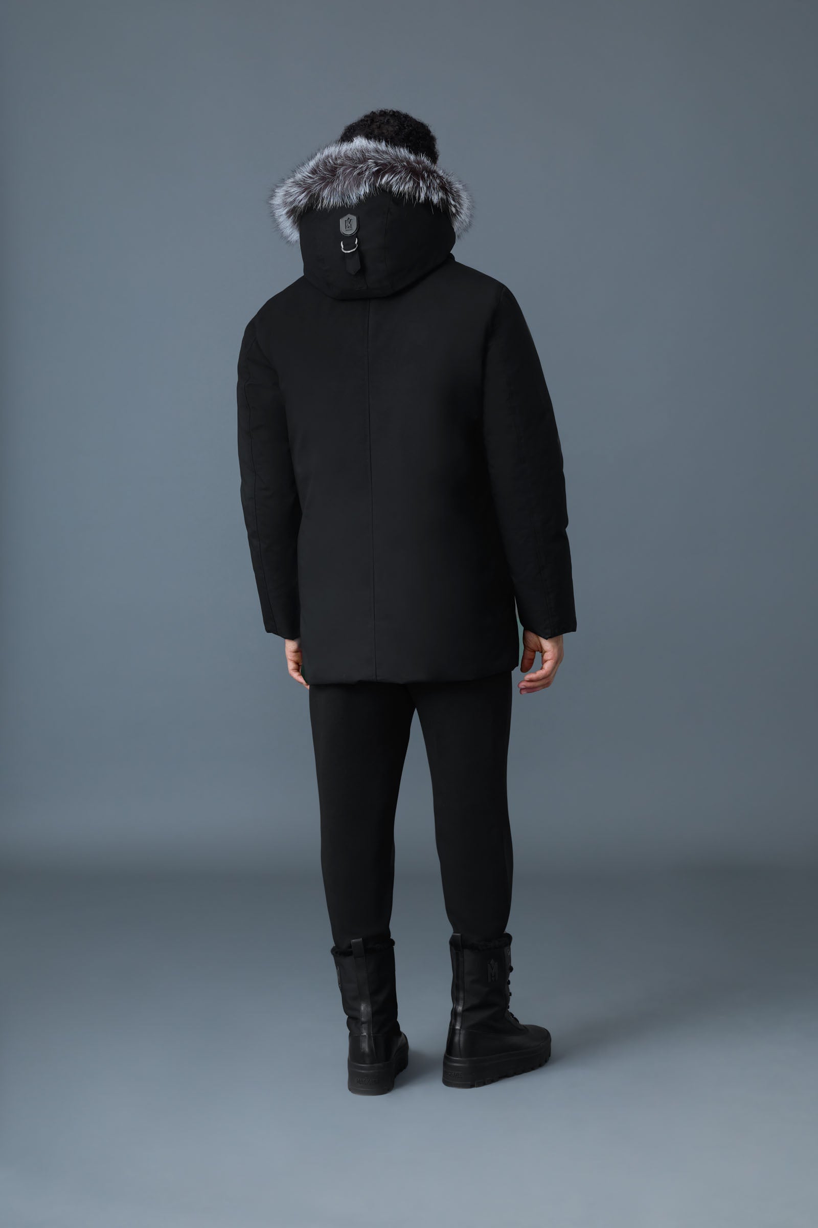 EDWARD-XZ 2-in-1 Down parka with hooded bib and silver fox fur for