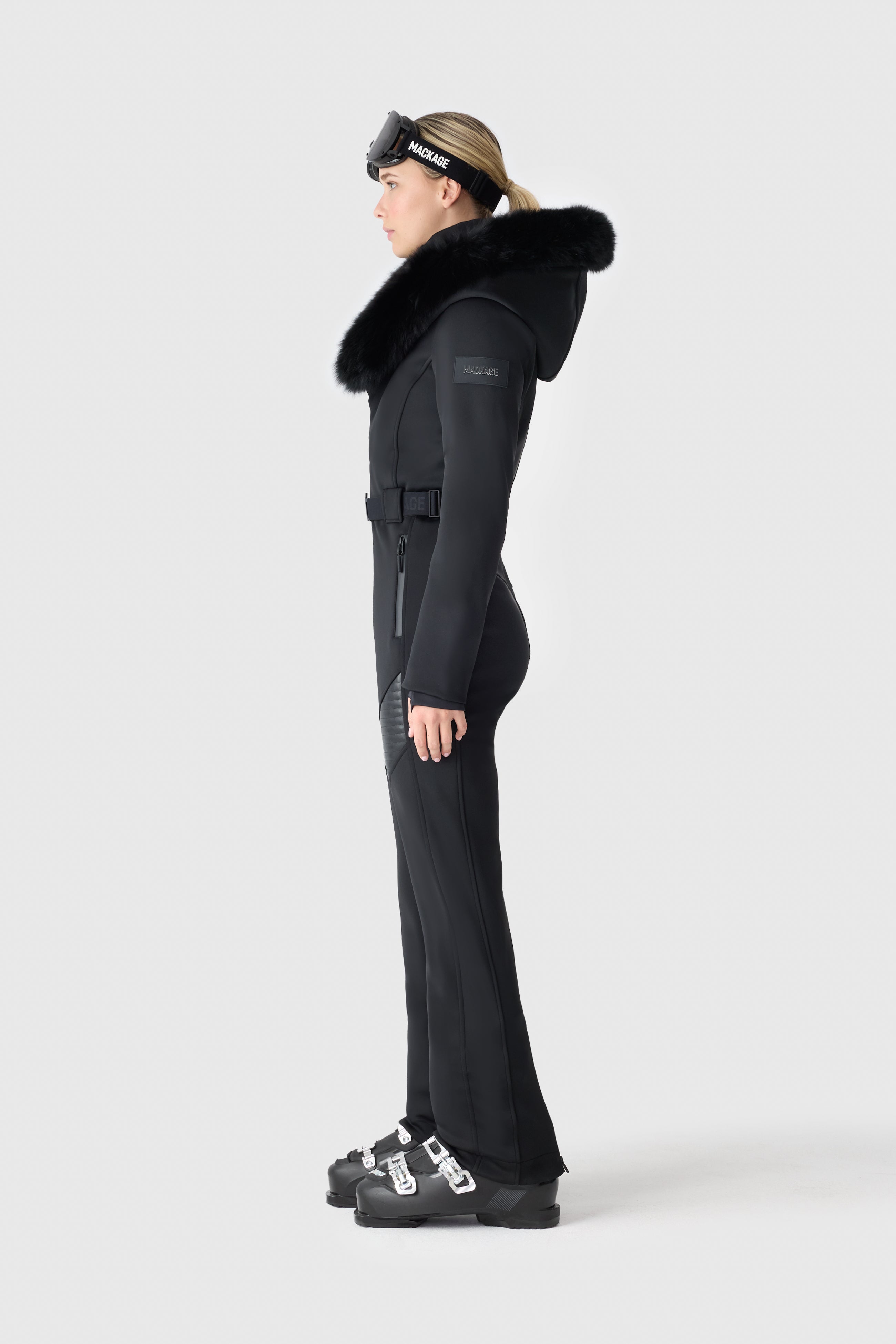 ELLE-ZR Bonded Fleece Ski Suit With Removable Fur-Trimmed Hood for