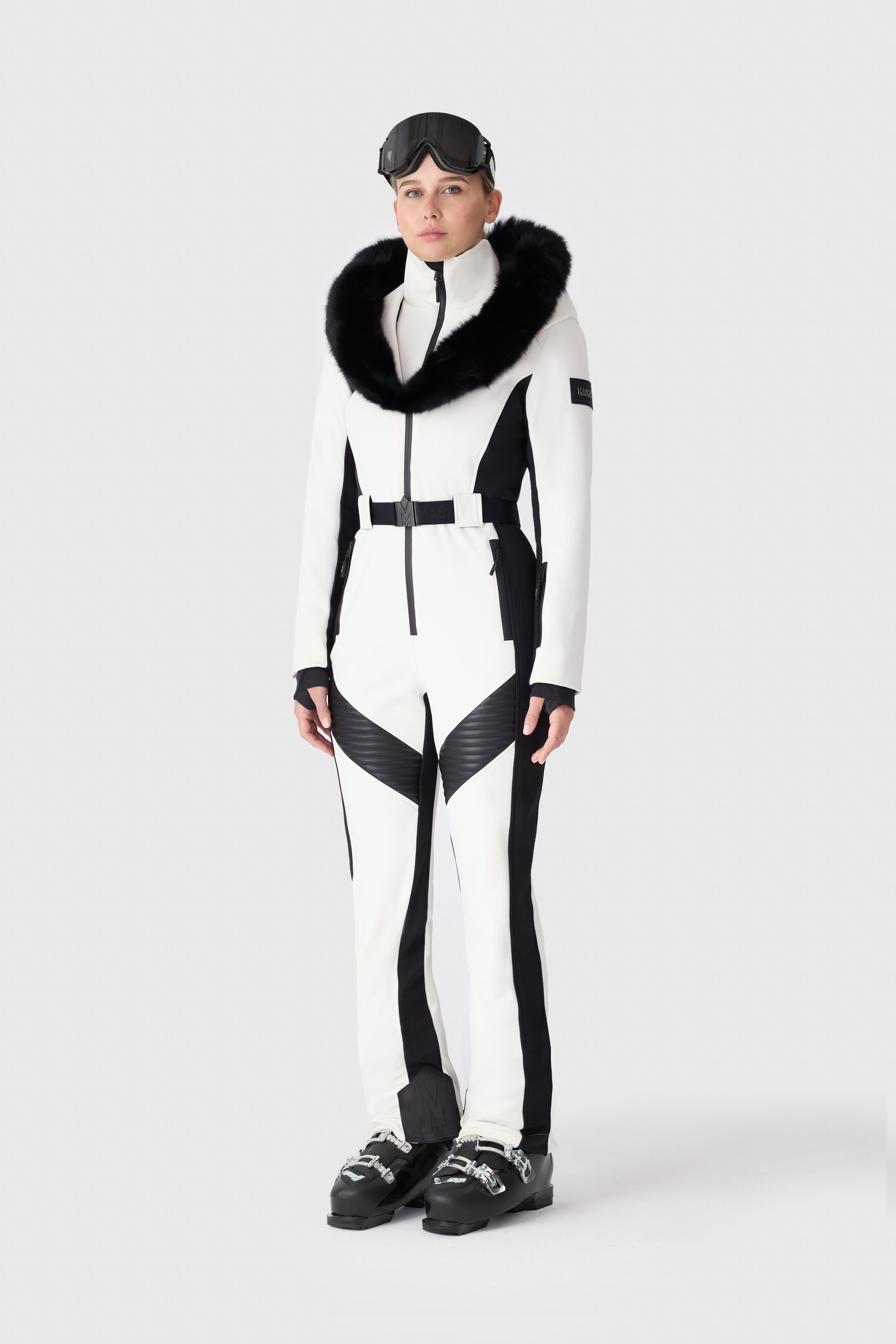 ELLE-ZR Bonded Fleece Ski Suit - removable Fur Hood for Women