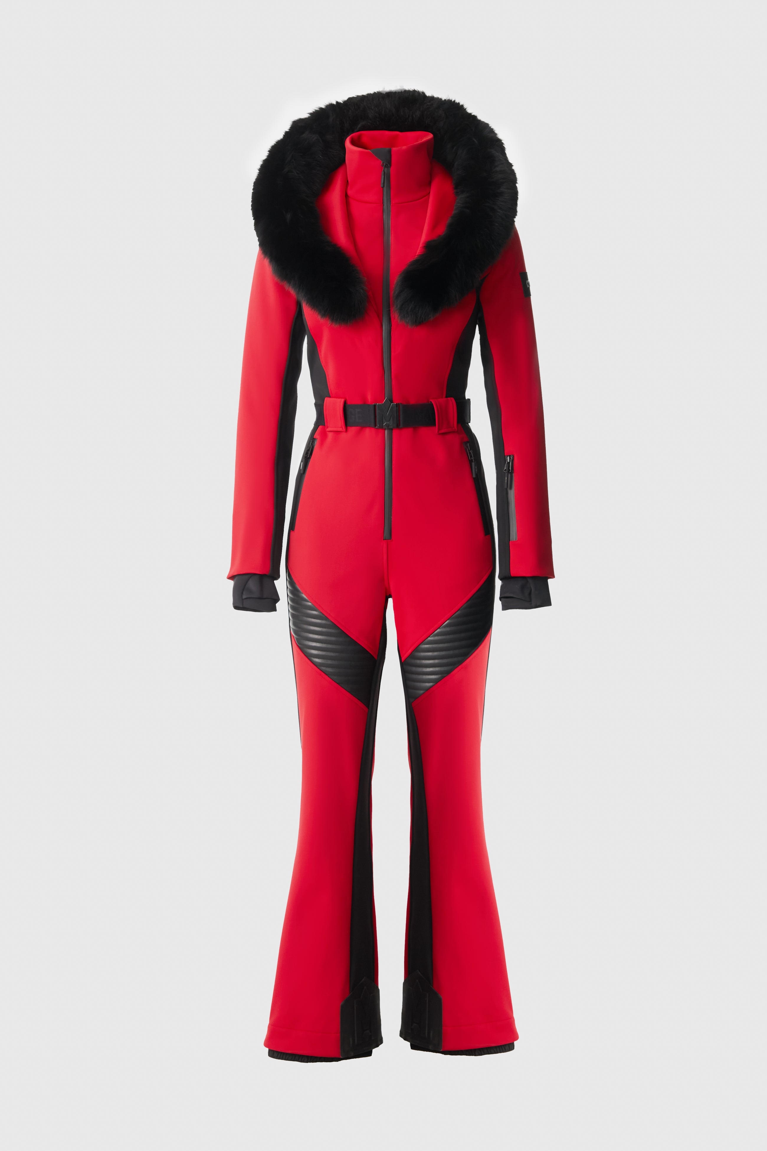 スノーボード スキー ウェア 女性用　M SERIES SKI SUIT 韓国 ELLE-ZR Bonded Fleece Ski Suit - removable Fur Hood for Women