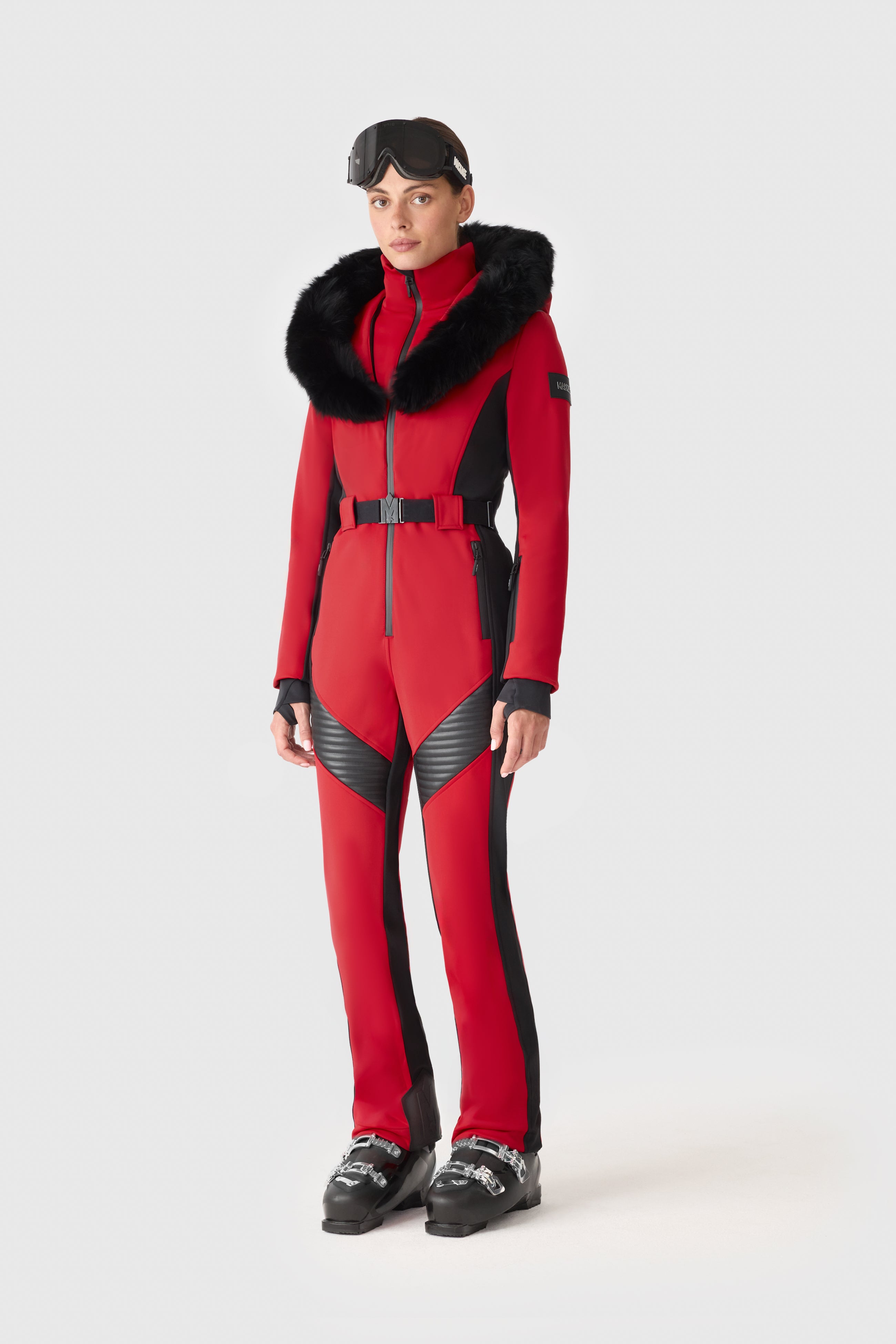 ELLE-ZR Bonded Fleece Ski Suit With Removable Fur-Trimmed Hood for