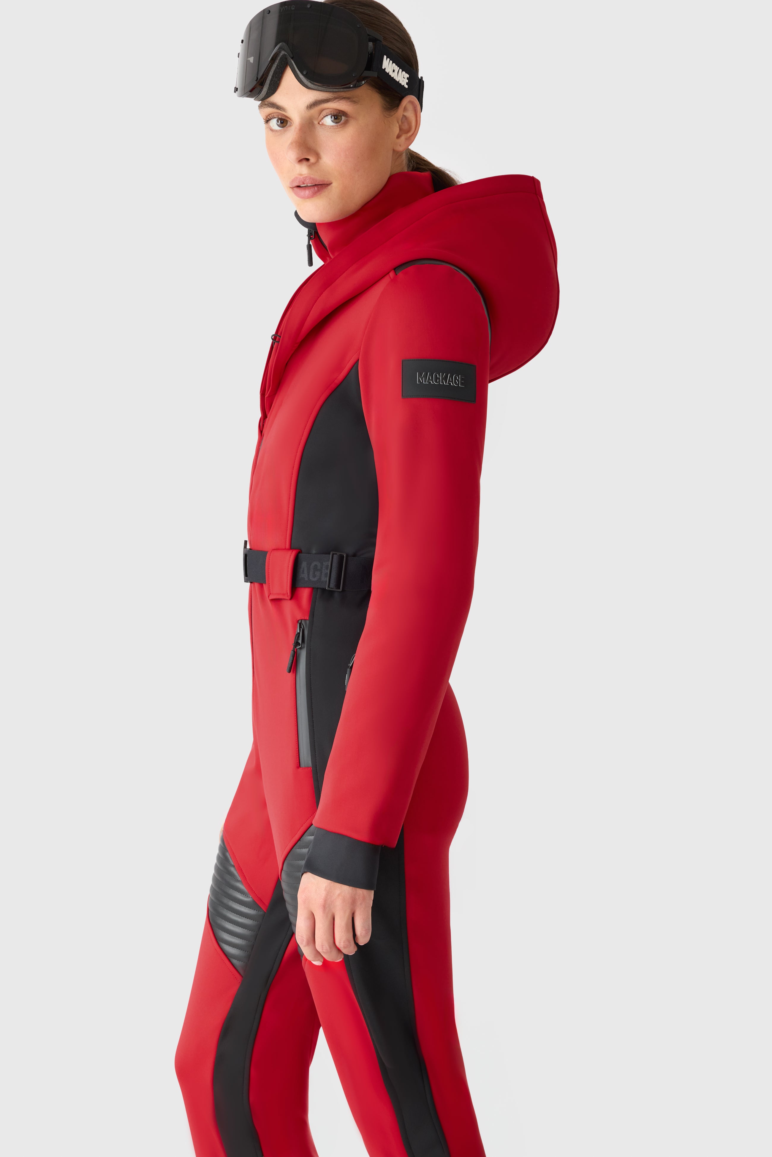 ELLE-ZR Bonded Fleece Ski Suit - removable Fur Hood for Women