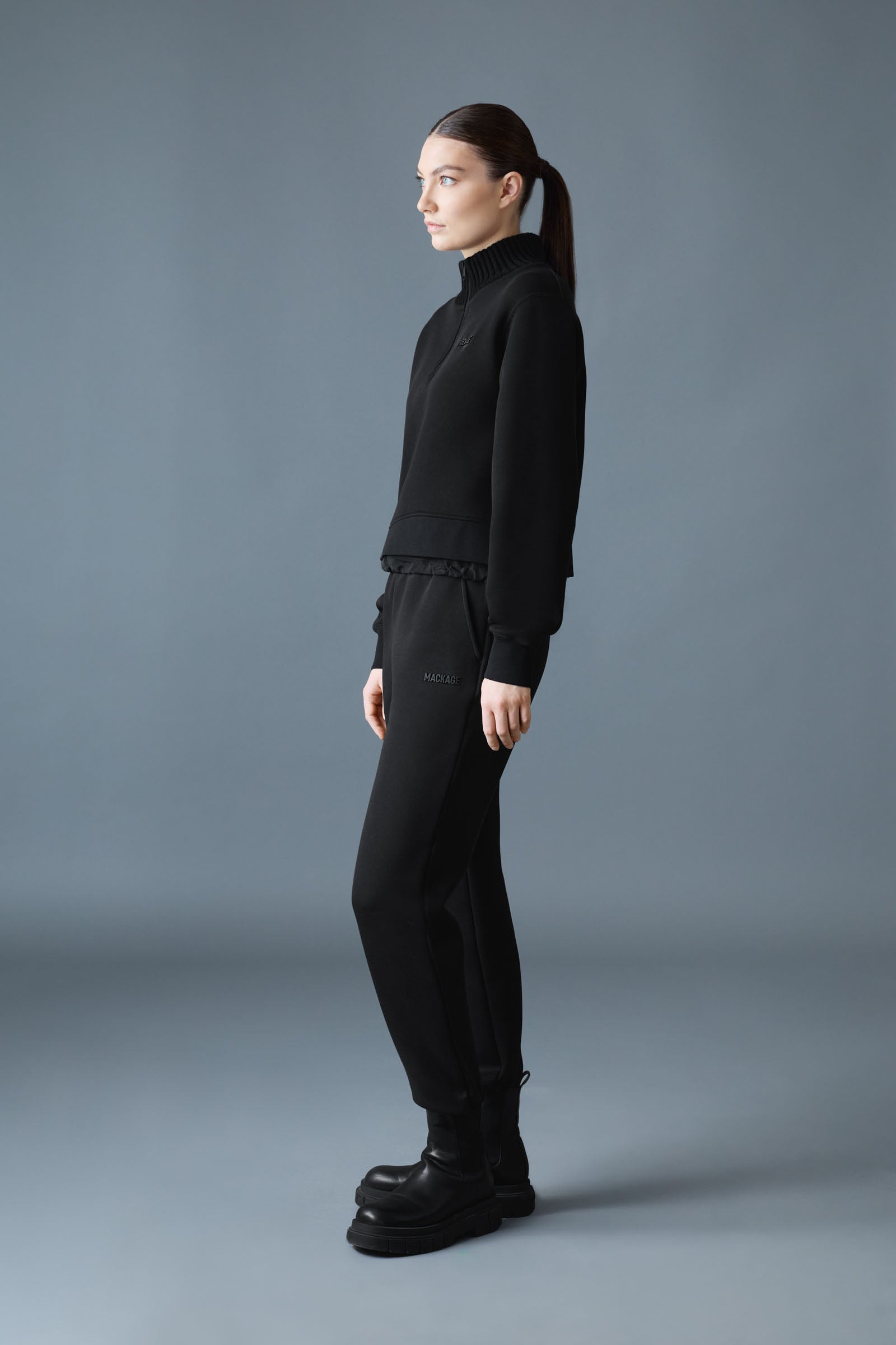 ELVIRA Quarter-Zip Cotton Sweatshirt for Women | Mackage® US