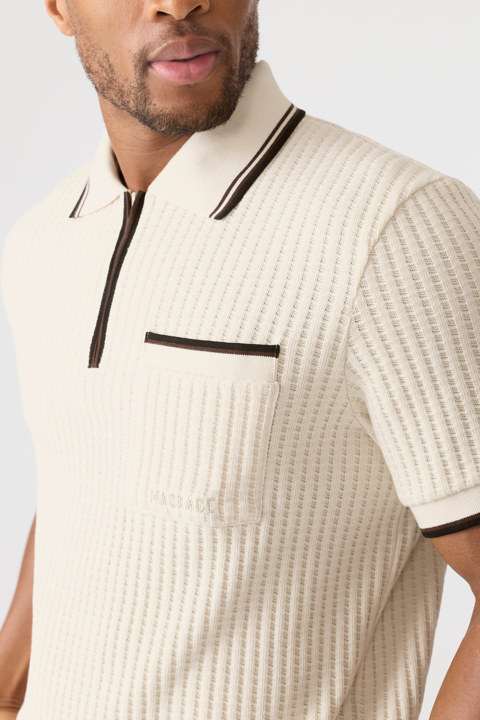 ESTABAN Crochet Knit Polo Shirt for Men | Mackage® US