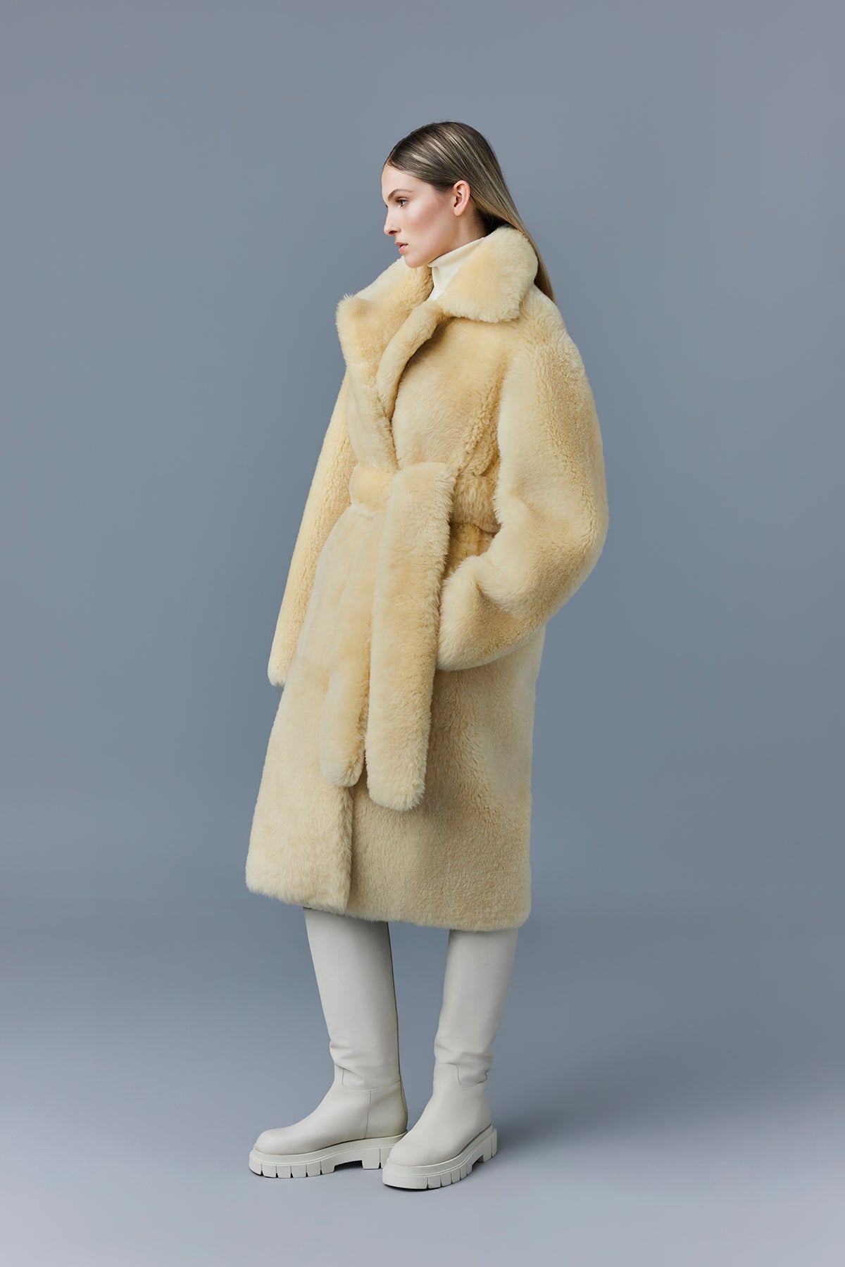 ETIENNE Shearling coat with belt for Women | Mackage® US