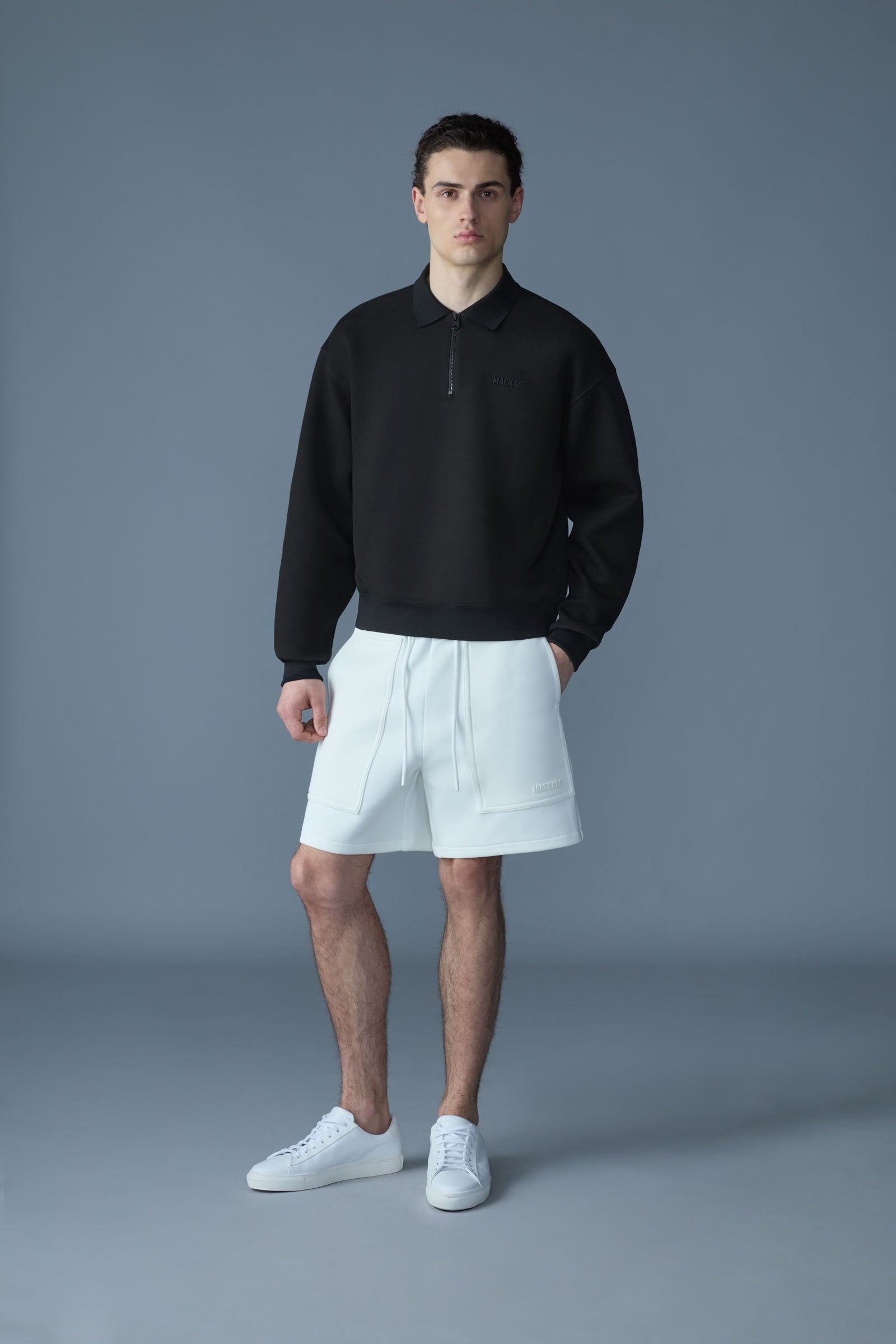 Felix, Half-Zip Double-Face Jersey Sweater | Mackage® US