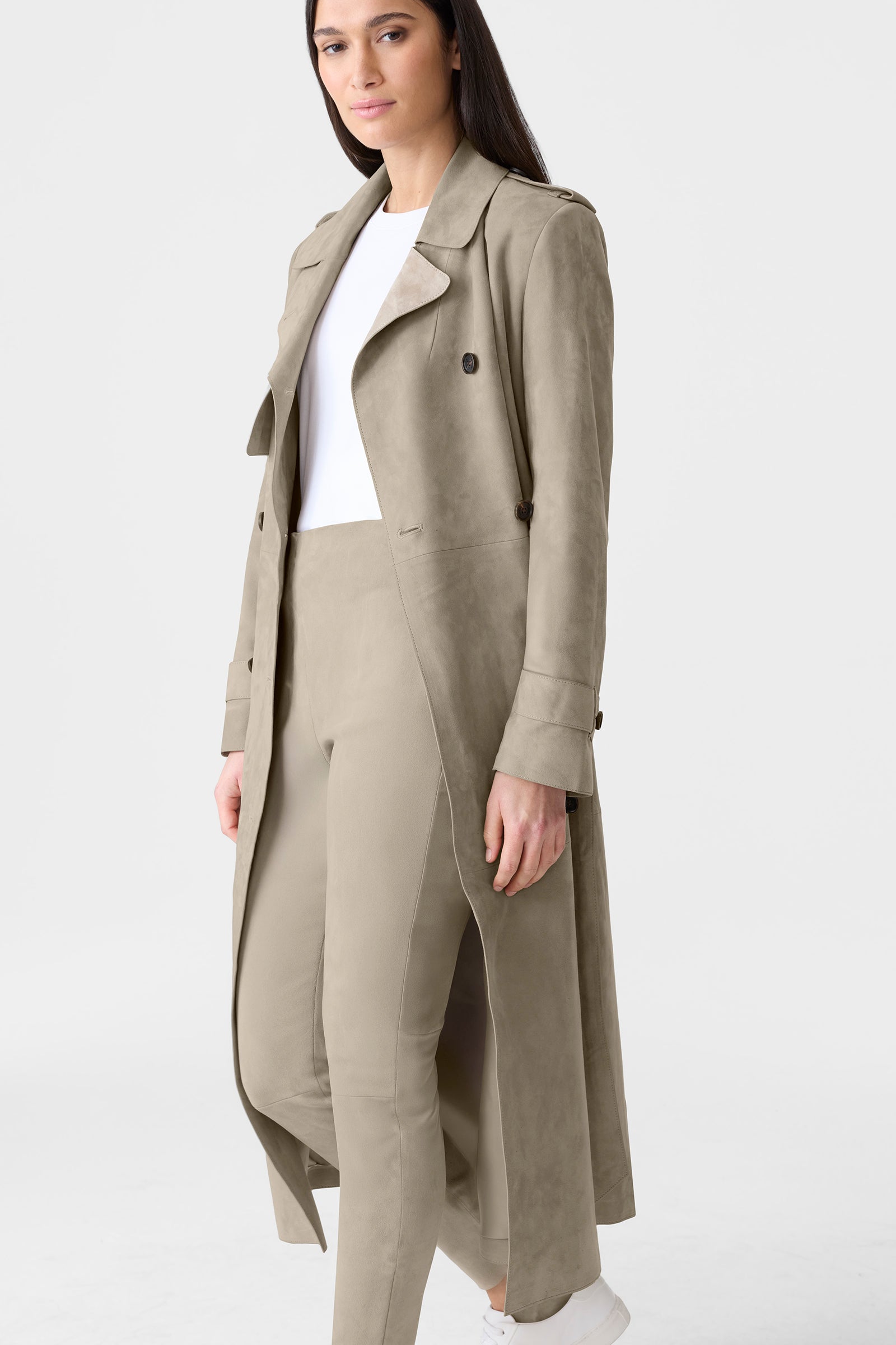 GAEL-SU Maxi Suede Trench Coat for Women | Mackage® US