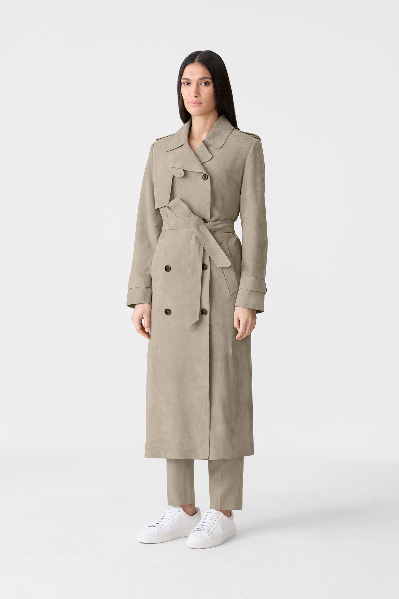 GAEL-SU Maxi Suede Trench Coat for Women | Mackage® US