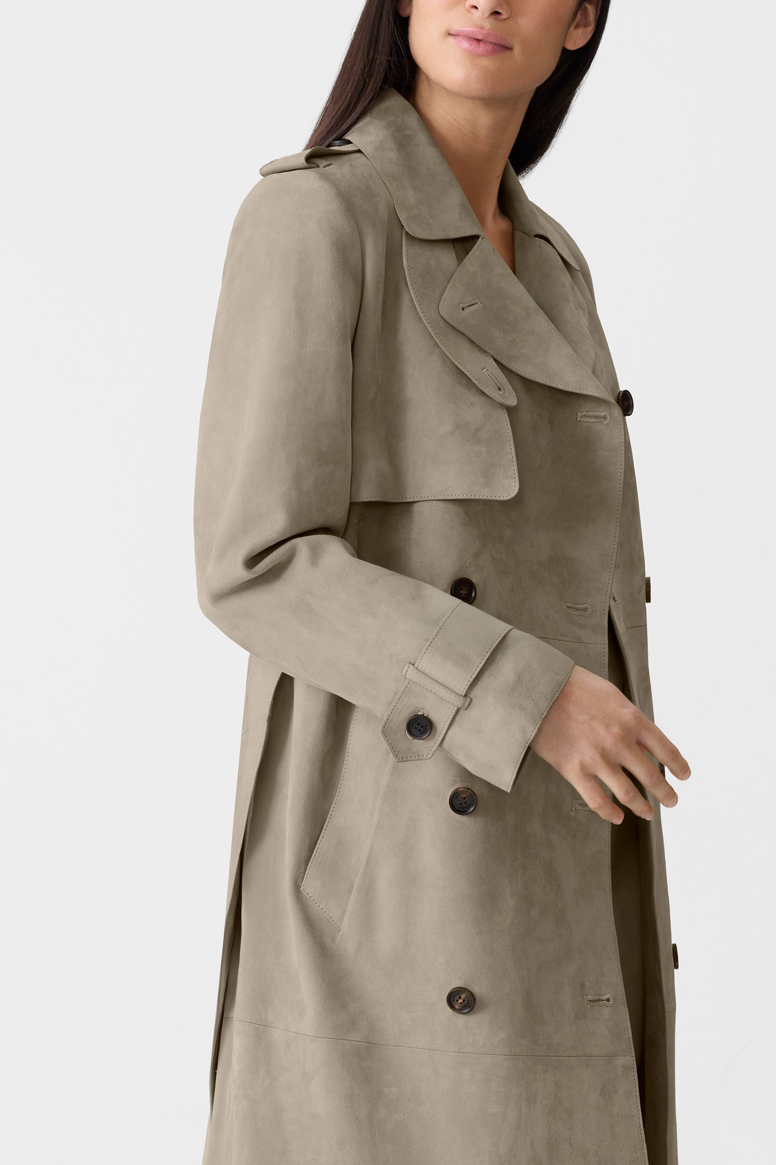 GAEL-SU Maxi Suede Trench Coat for Women | Mackage® US