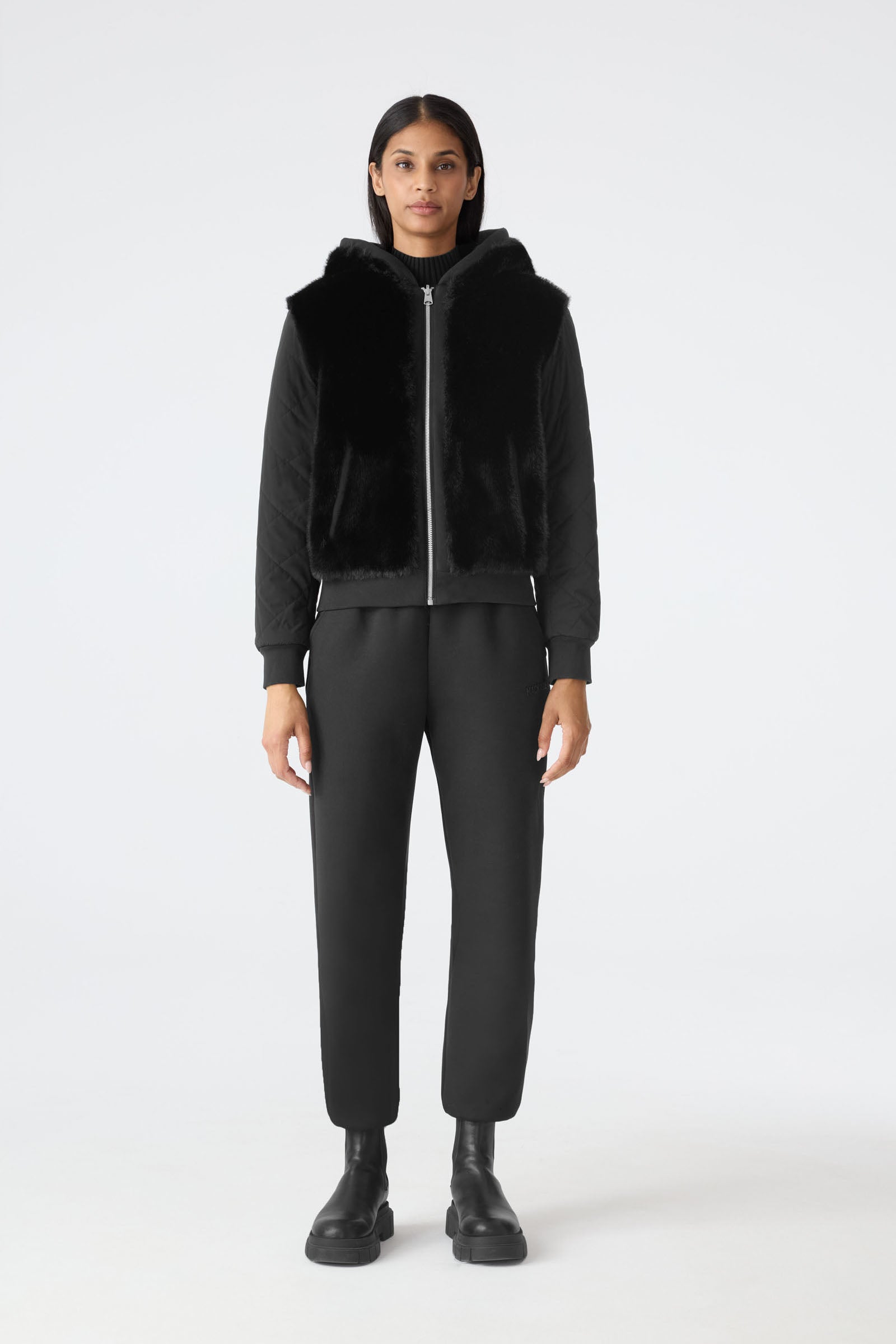 コグザビッグスモーク FALLON HOODY フーディ ブラック GWENDAL Reversible Faux Fur Hoodie for Women | Mackage® US