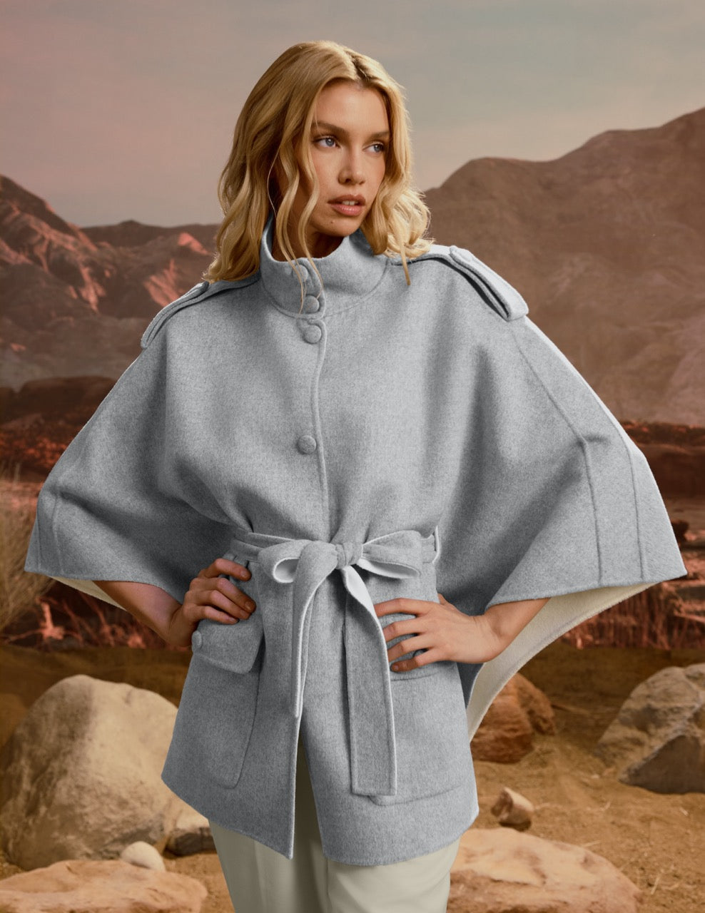 HENRIETTA Wool Cape Jacket for Women | Mackage® US
