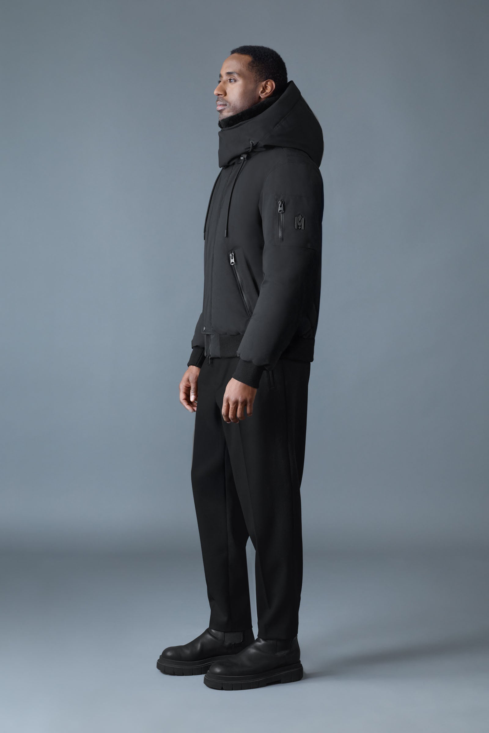 IKER-Z 2-in-1 Down Bomber - removable Shearling Bib for Men