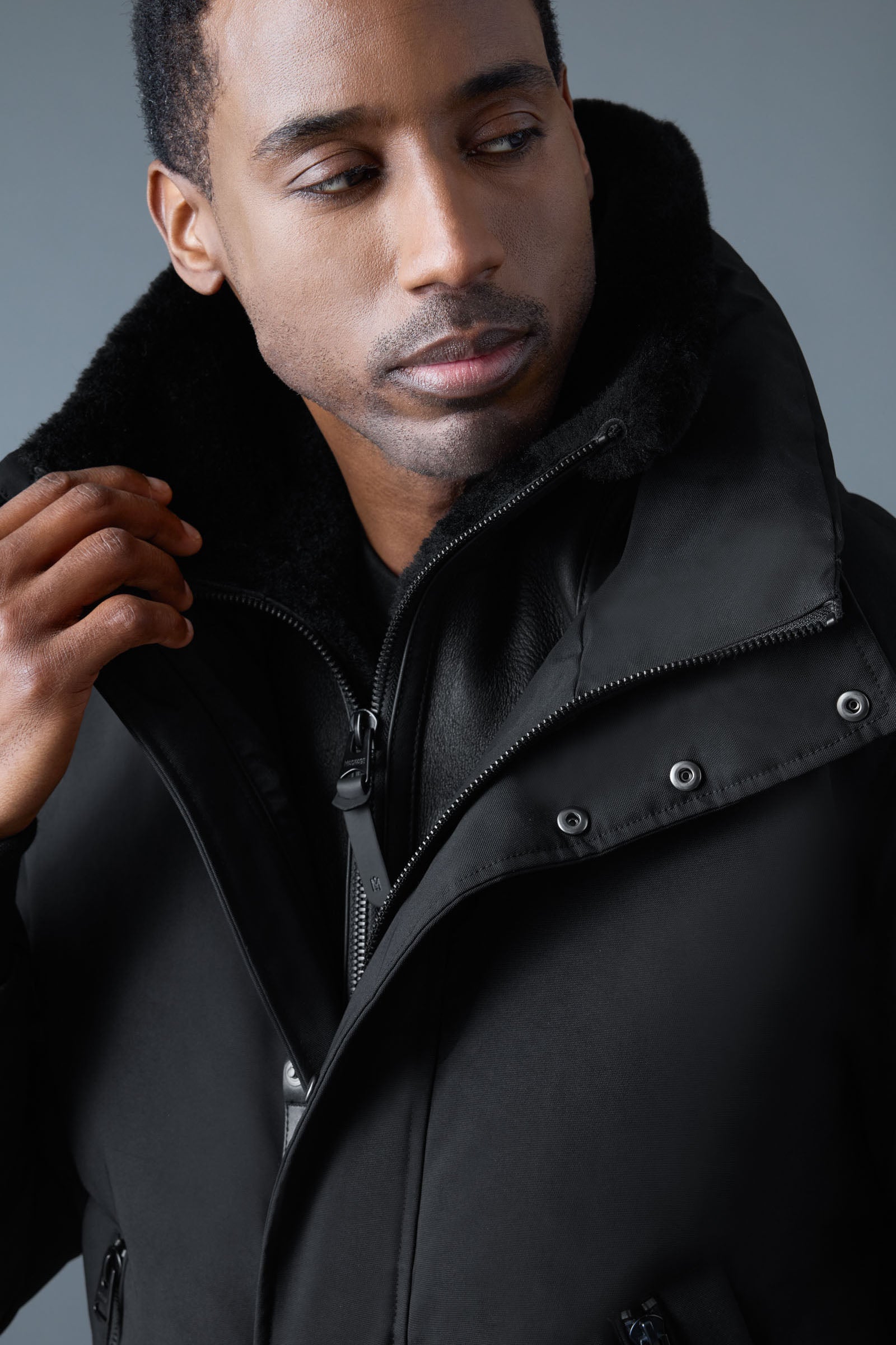 まーくん⭐︎THINK FUR☆Fur Foody Jacket IKER-Z 2-in-1 Down Bomber With Removable Shearling Bib for Men