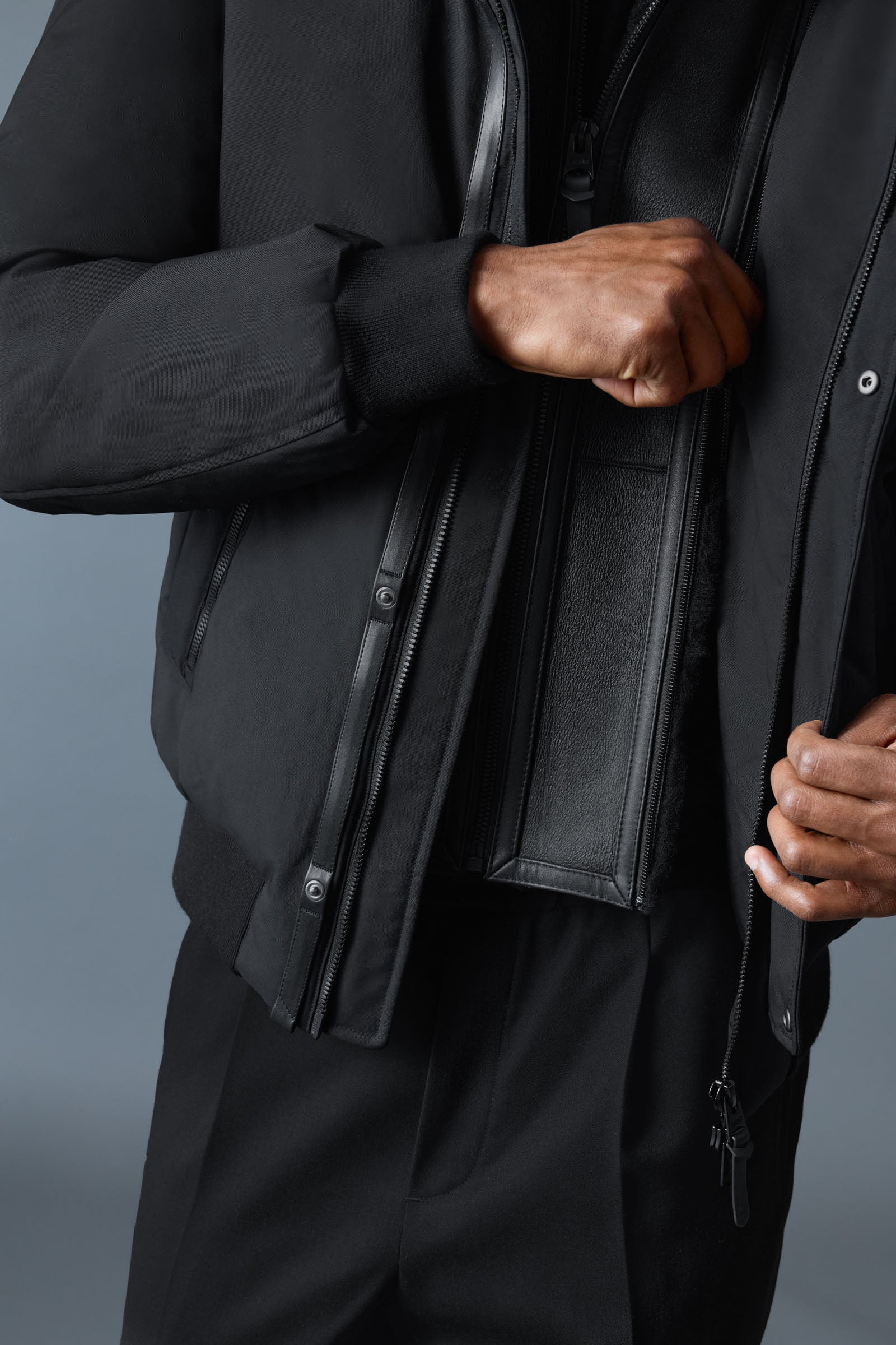 IKER-Z 2-in-1 Down Bomber - removable Shearling Bib for Men
