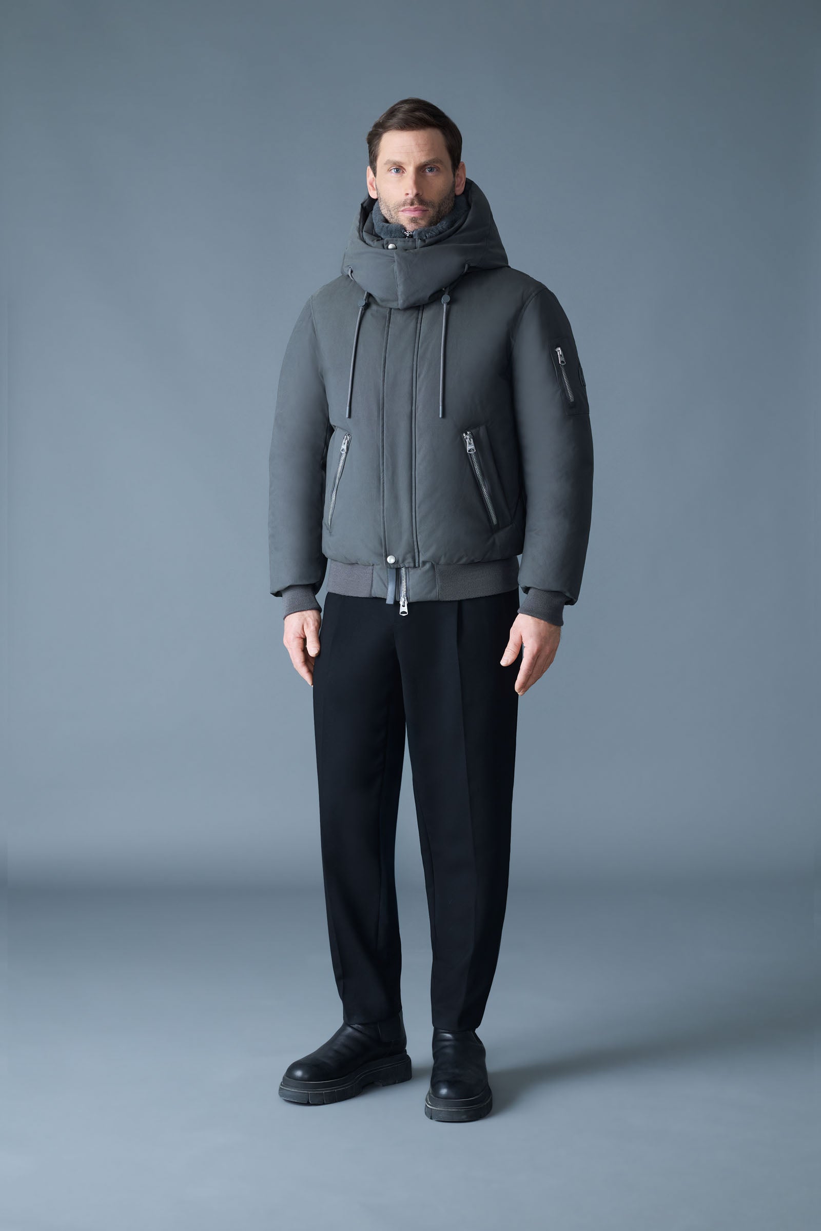 IKER-Z 2-in-1 Down Bomber - removable Shearling Bib for Men