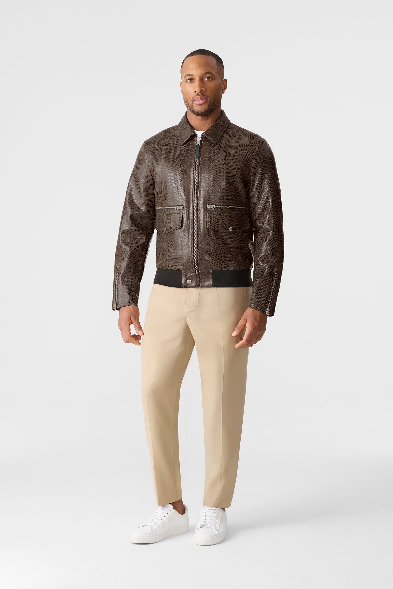 JAKARI-SNK Snake Pattern Leather Jacket for Men | Mackage® US