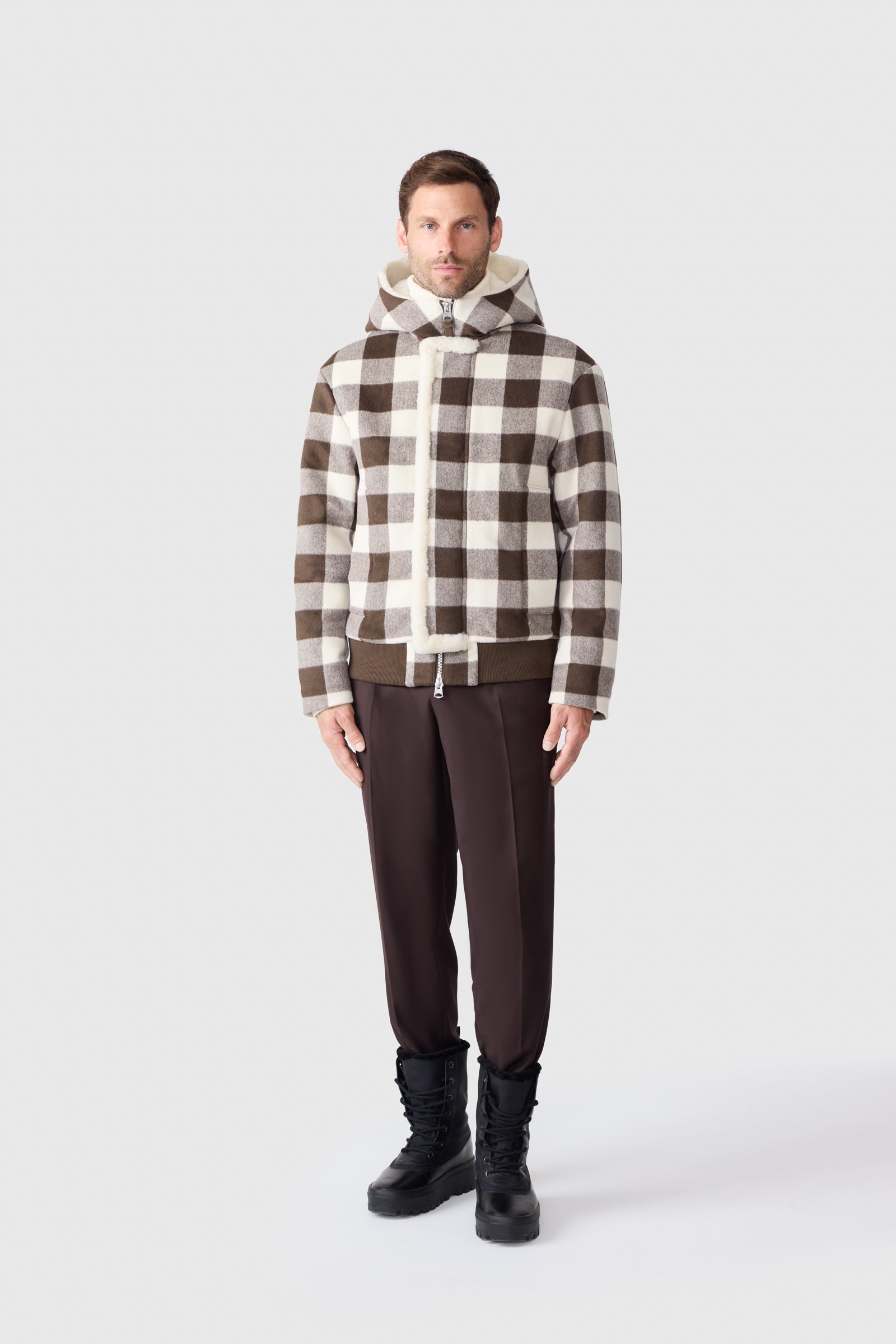 Mackageマッカージュ/Jay Shearling-Lined Jacket JAY-PL Plaid Wool Jacket With Shearling-Lined Hood for Men