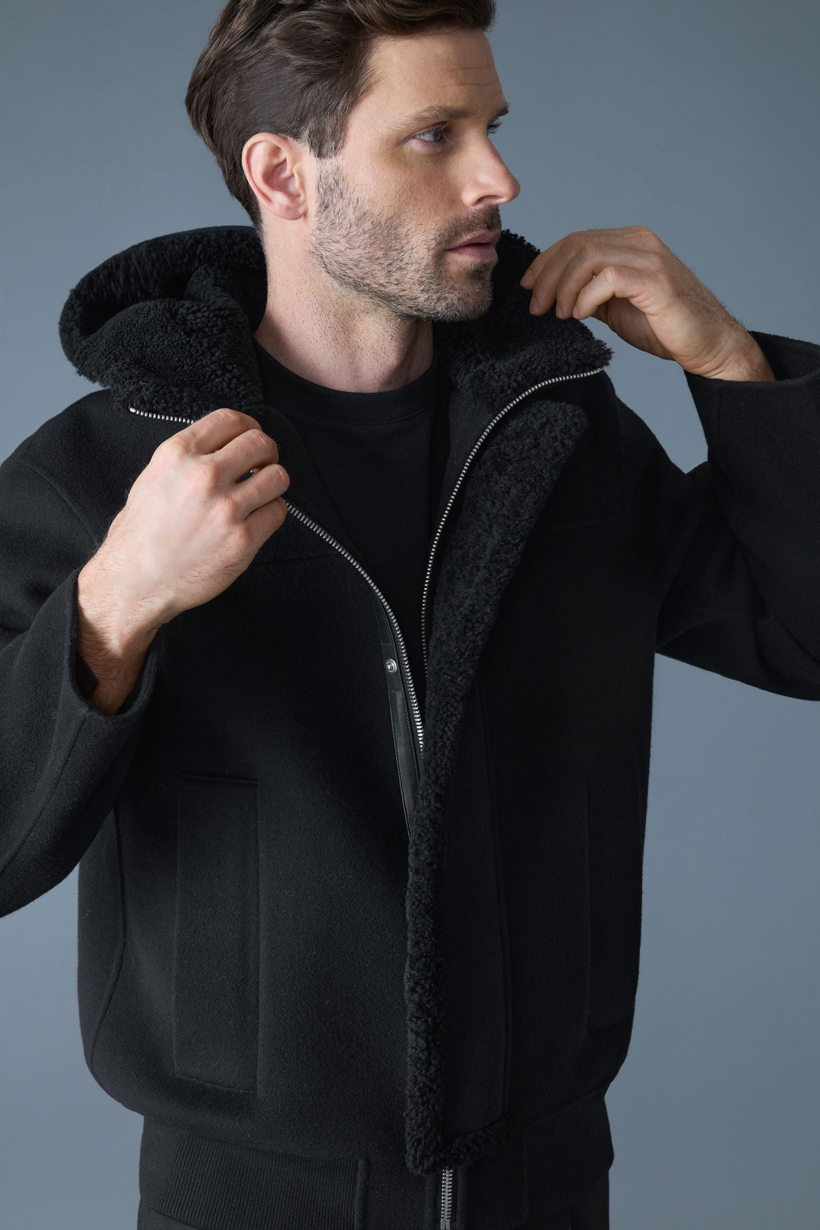 JAY Heavy Double-Face Wool Hooded Jacket for Men | Mackage US