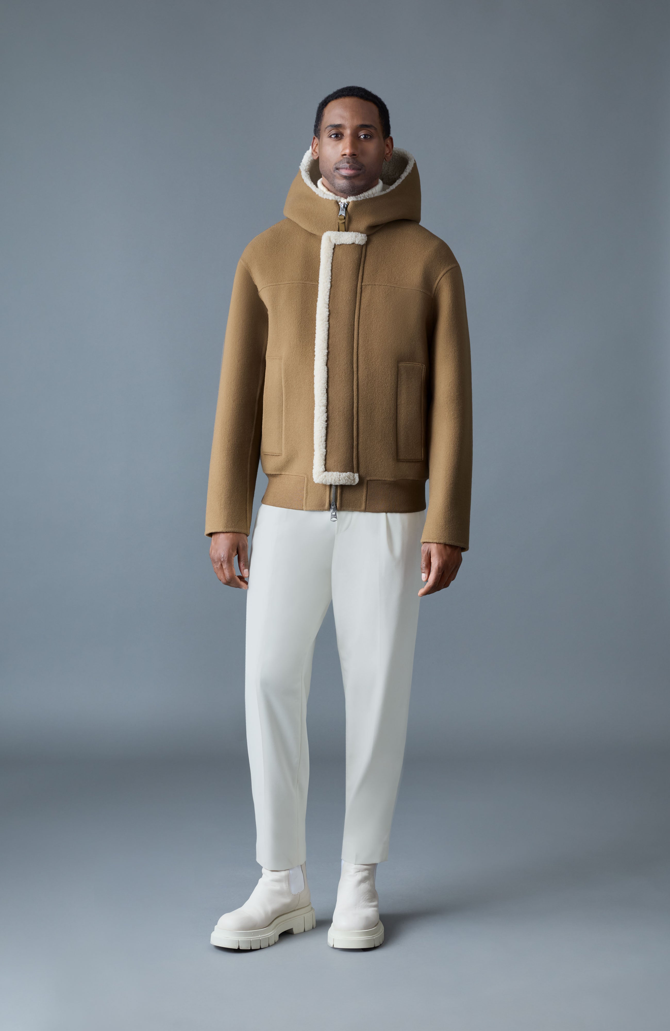 JAY Heavy Double-Face Wool Hooded Jacket for Men | Mackage US