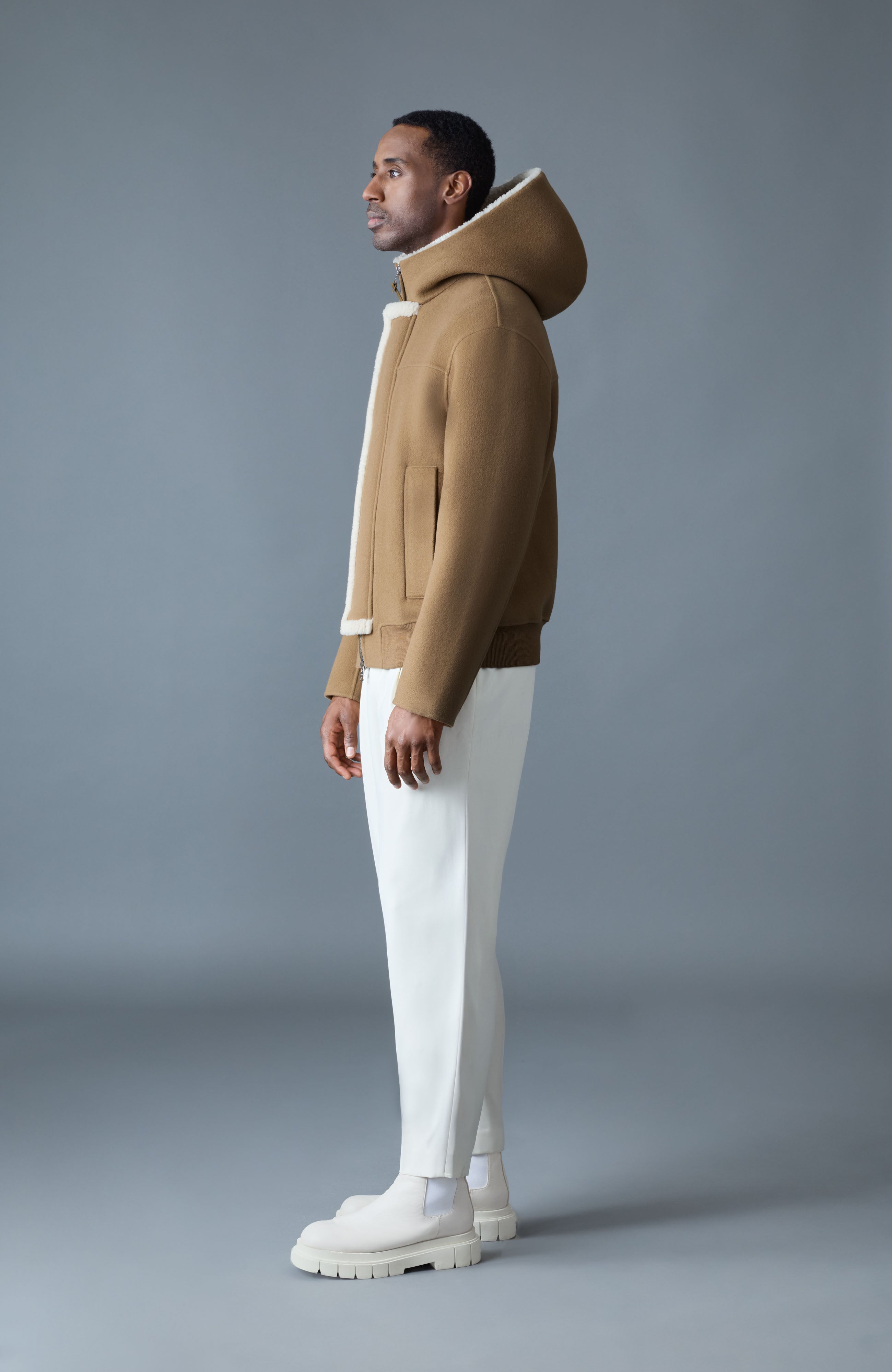 JAY Heavy Double-Face Wool Hooded Jacket for Men | Mackage US