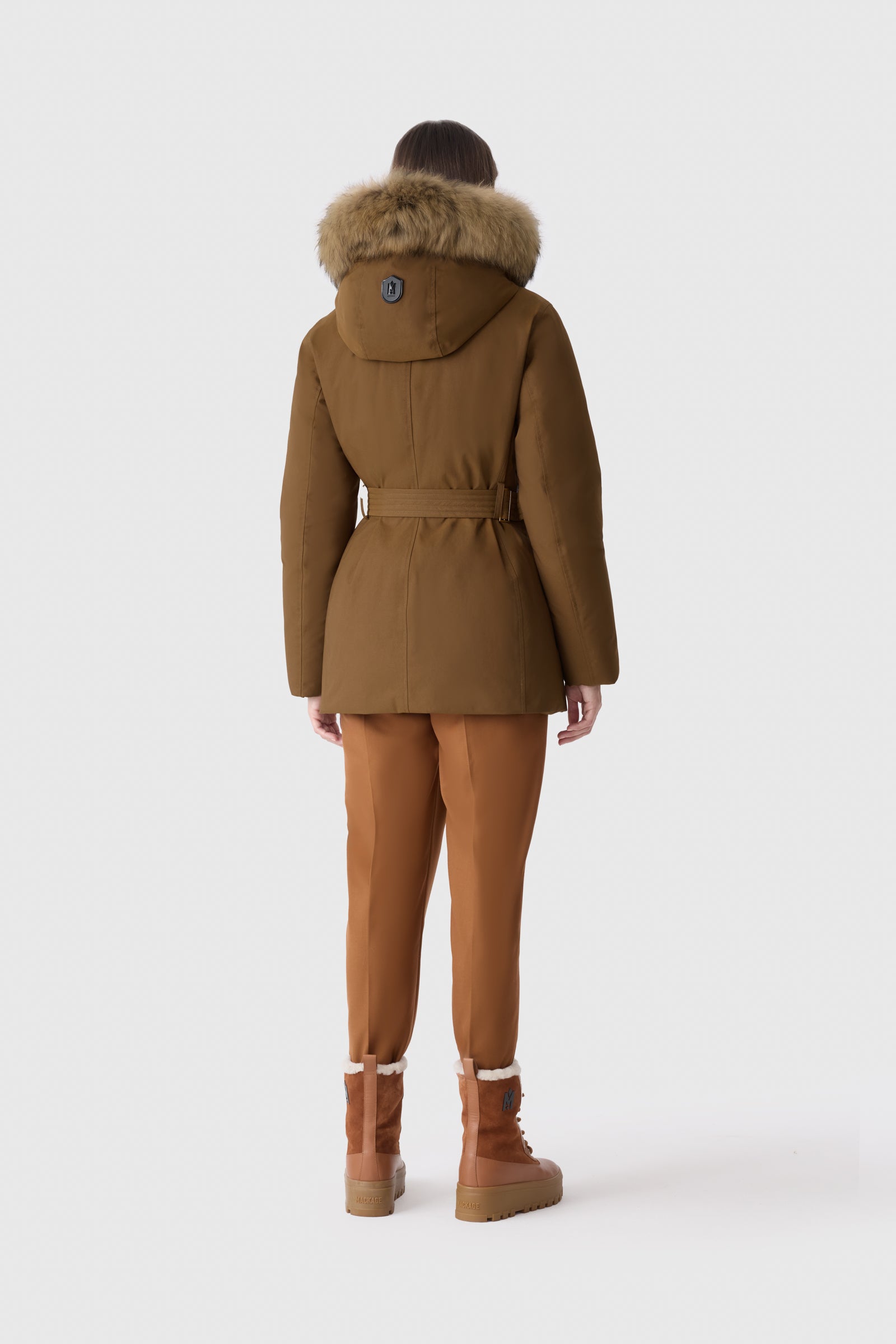 Jeni-F, 2-in-1 down parka with removable bib and natural fur