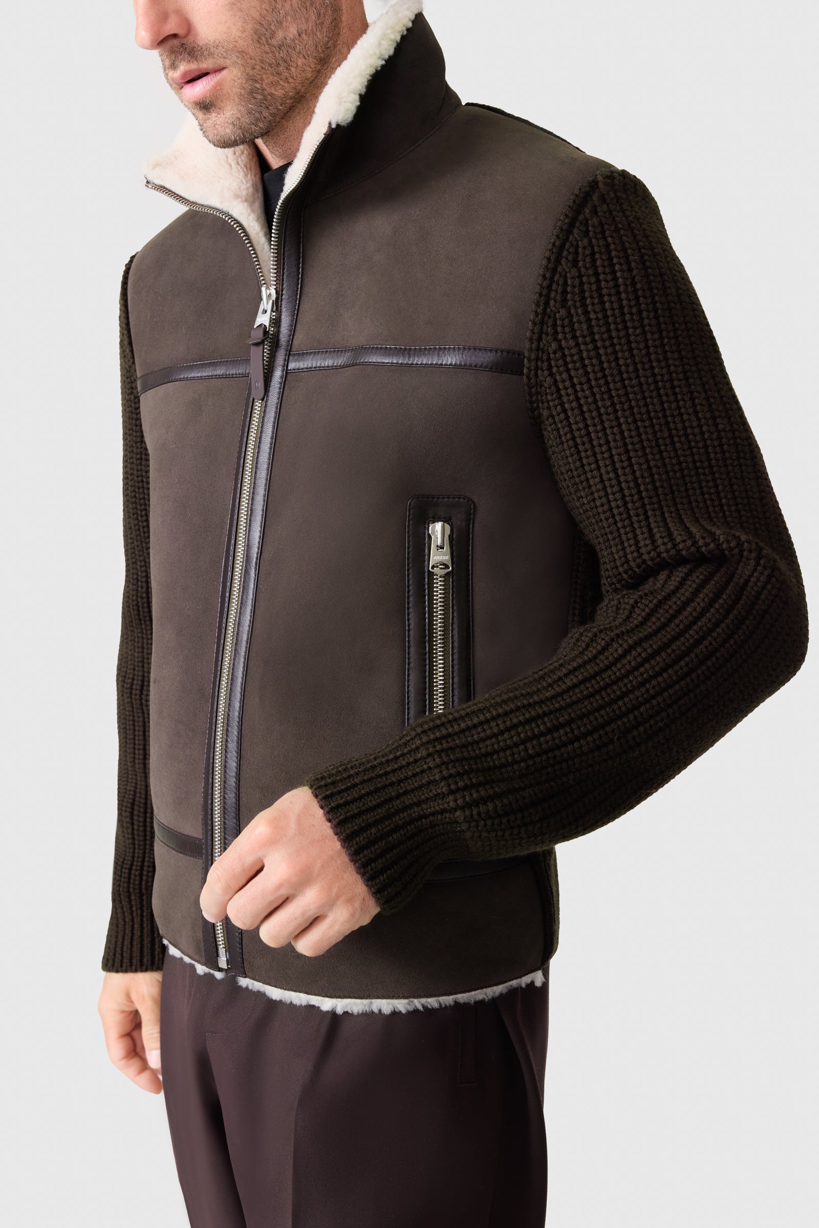 Jonathan, mixed-media shearling jacket | Mackage® US