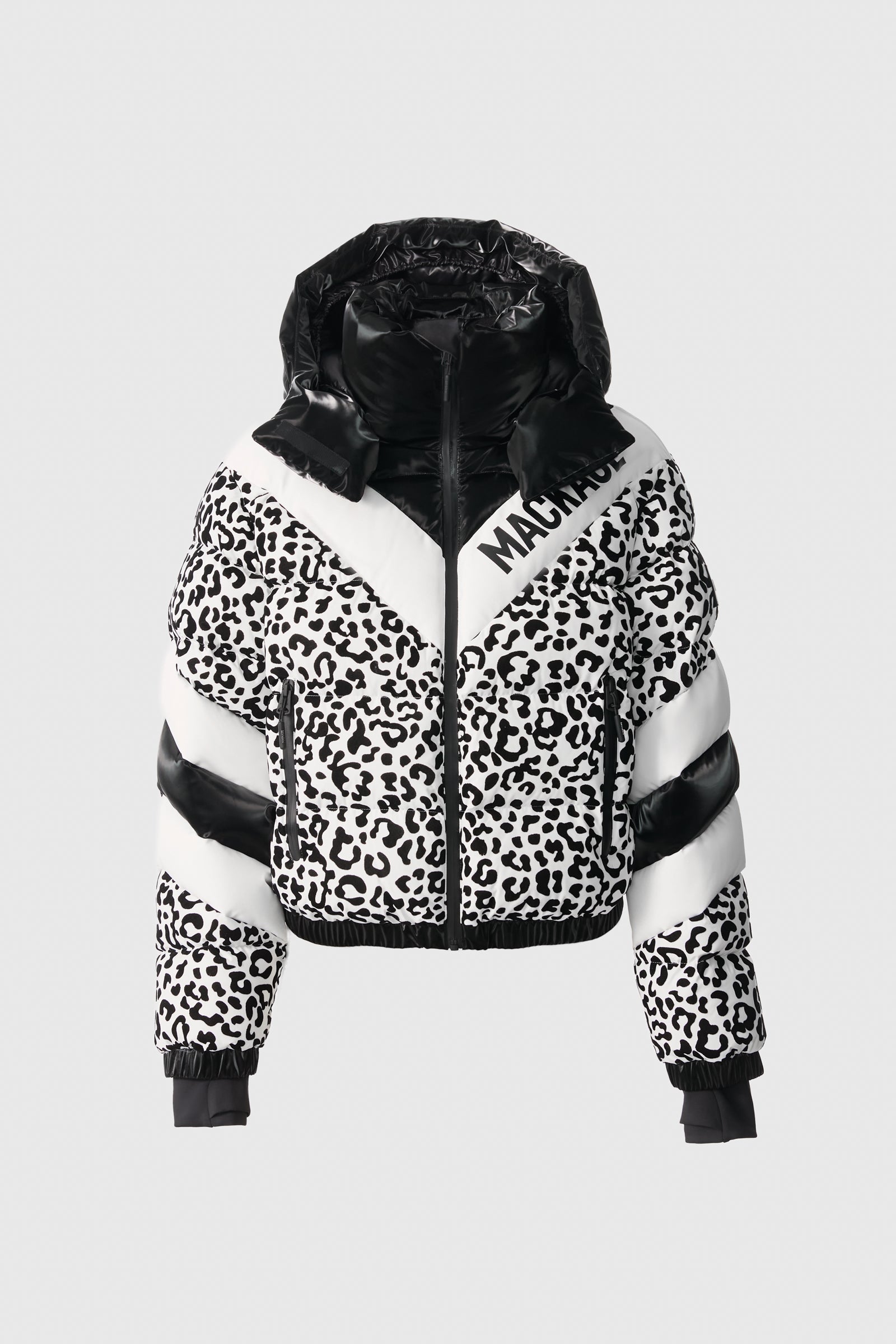 KAIRI-FLP Flocked Down Ski Jacket with Chevron Design for Women