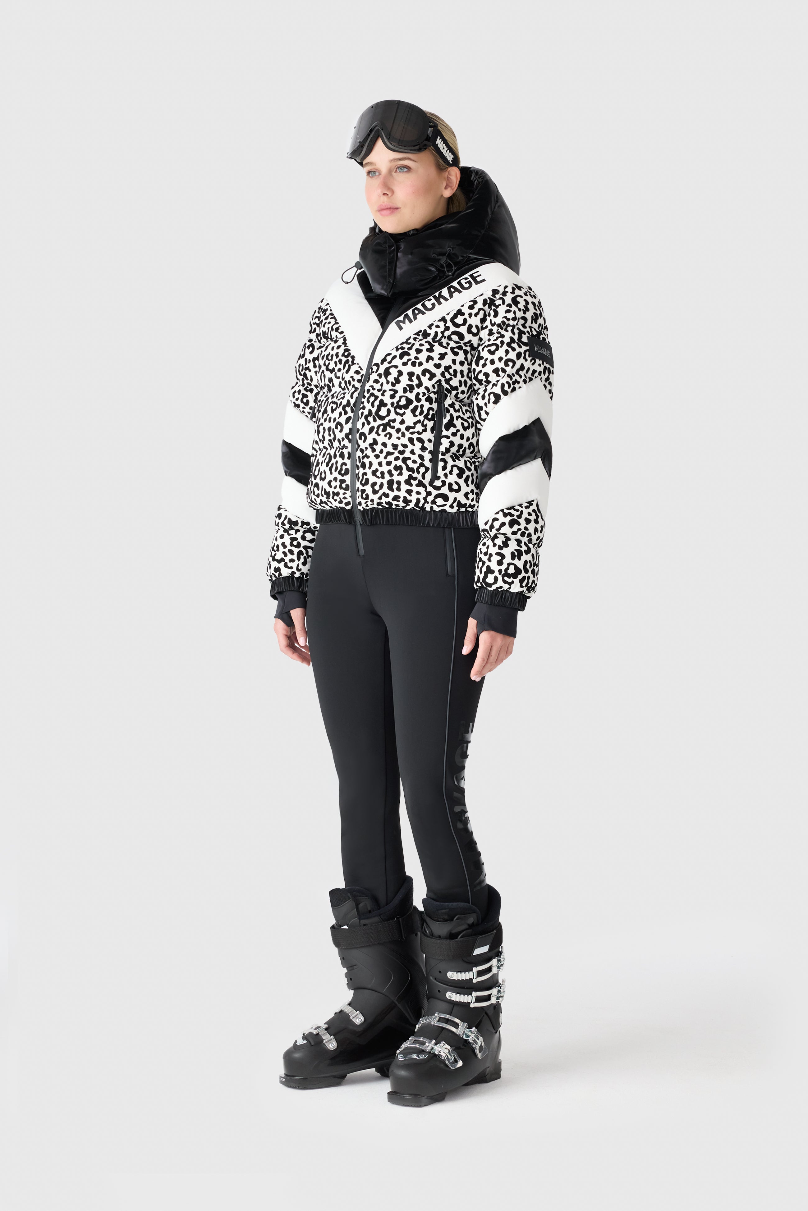 KAIRI-FLP Flocked Down Ski Jacket with Chevron Design for Women