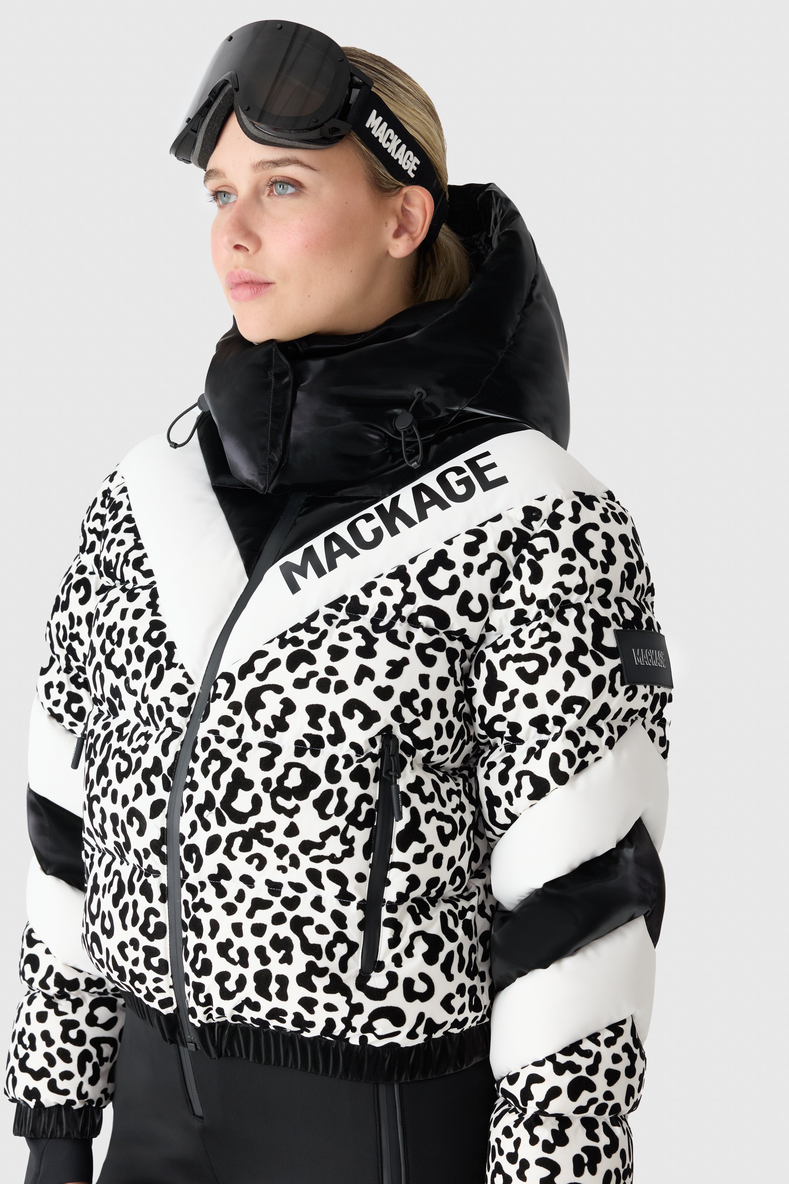 KAIRI-FLP Flocked Down Ski Jacket with Chevron Design for Women