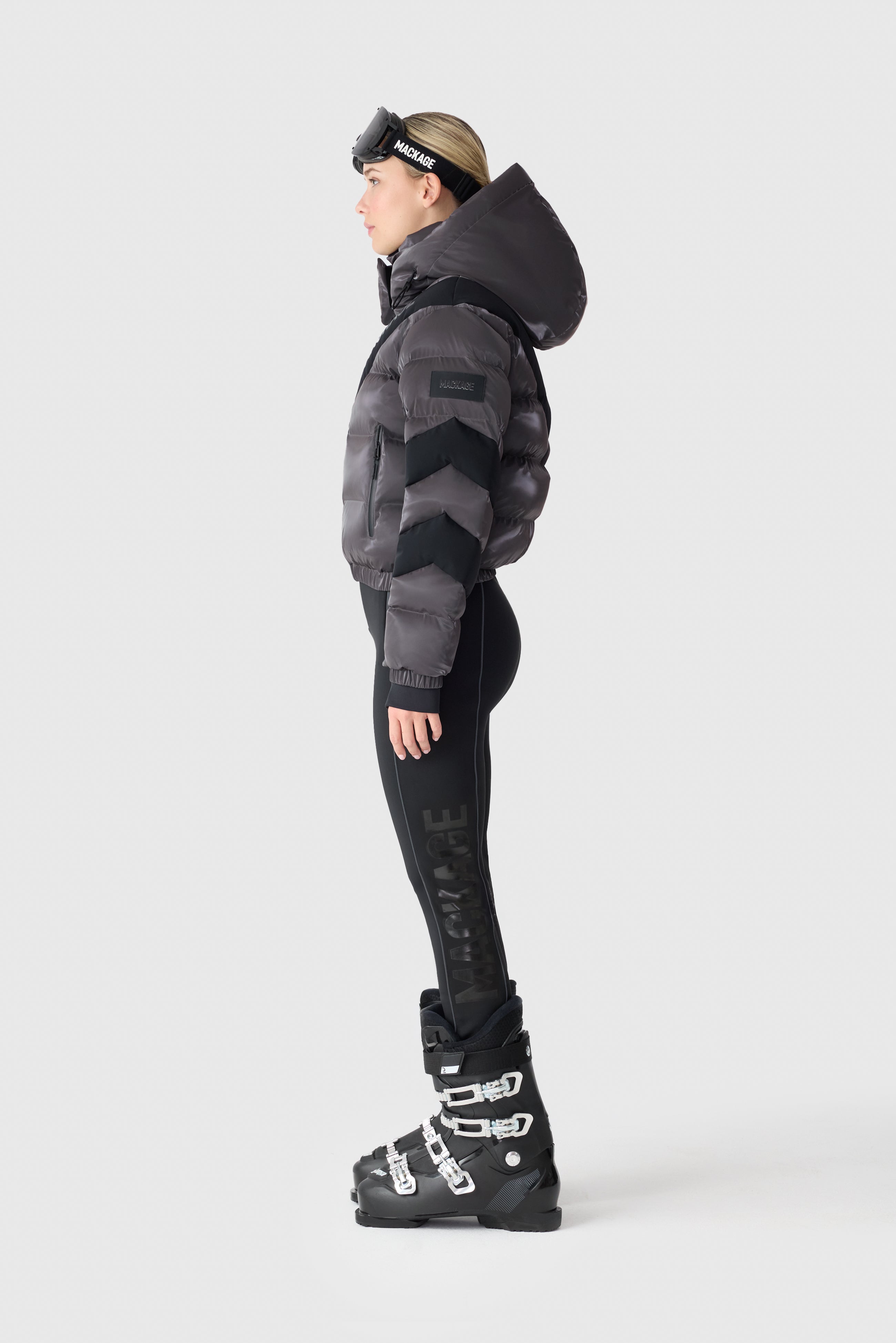 KAIRI-GLO High-Gloss Down Ski Jacket with Chevron Design for Women