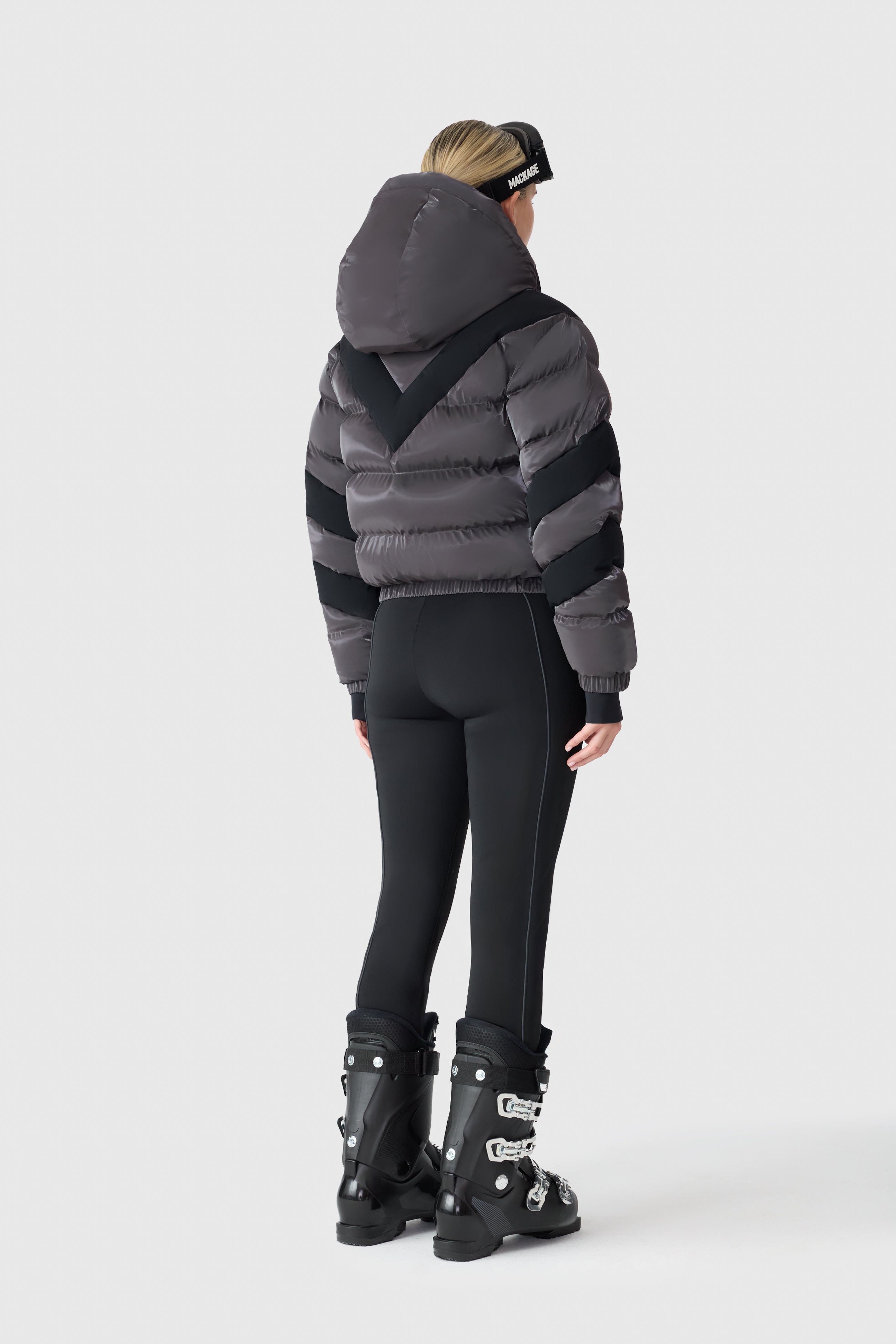 KAIRI-GLO High-Gloss Down Ski Jacket with Chevron Design for Women