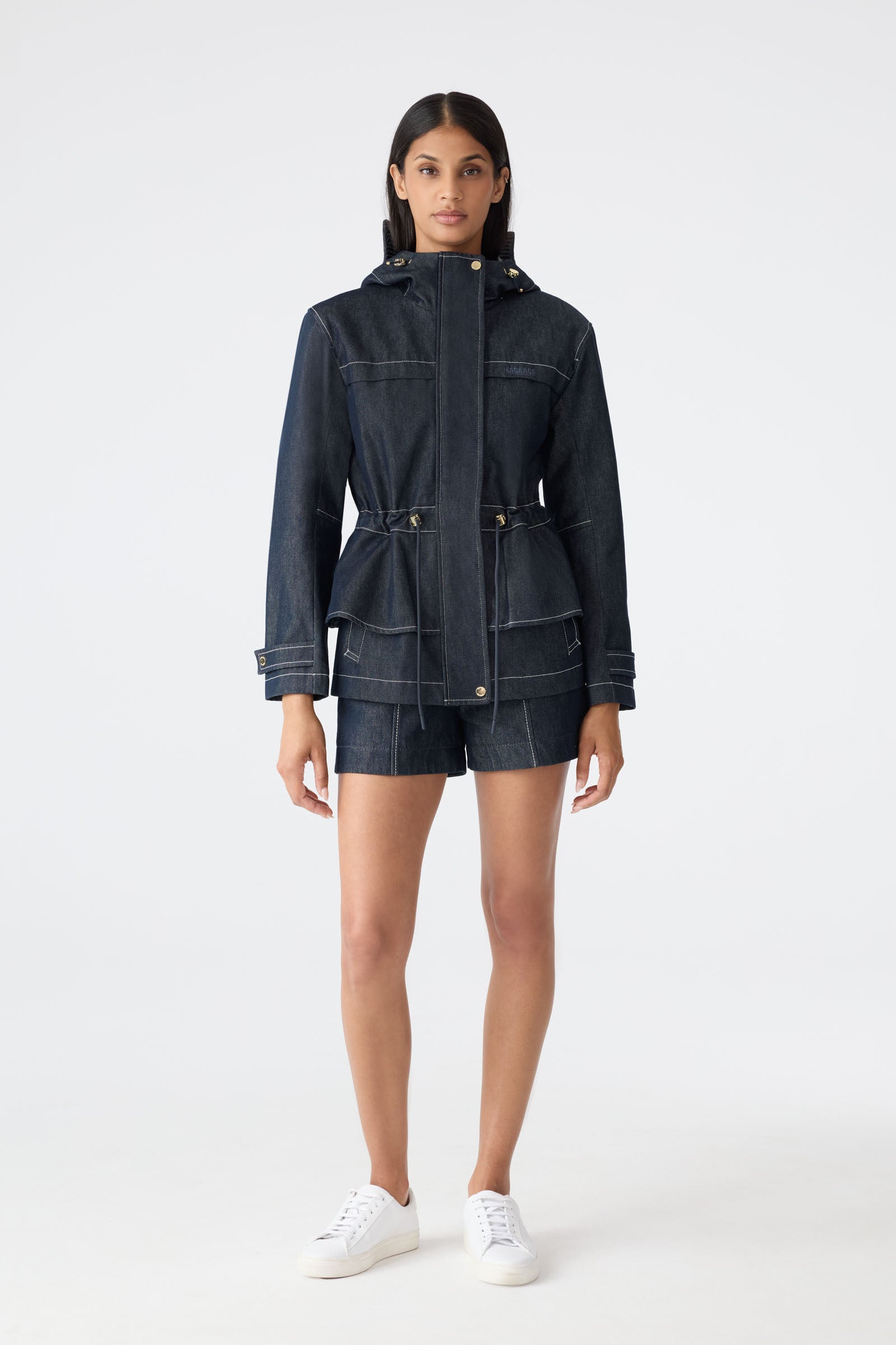 KAORI-DNM Hybrid Jacket with Peplum Detail for Women | Mackage US