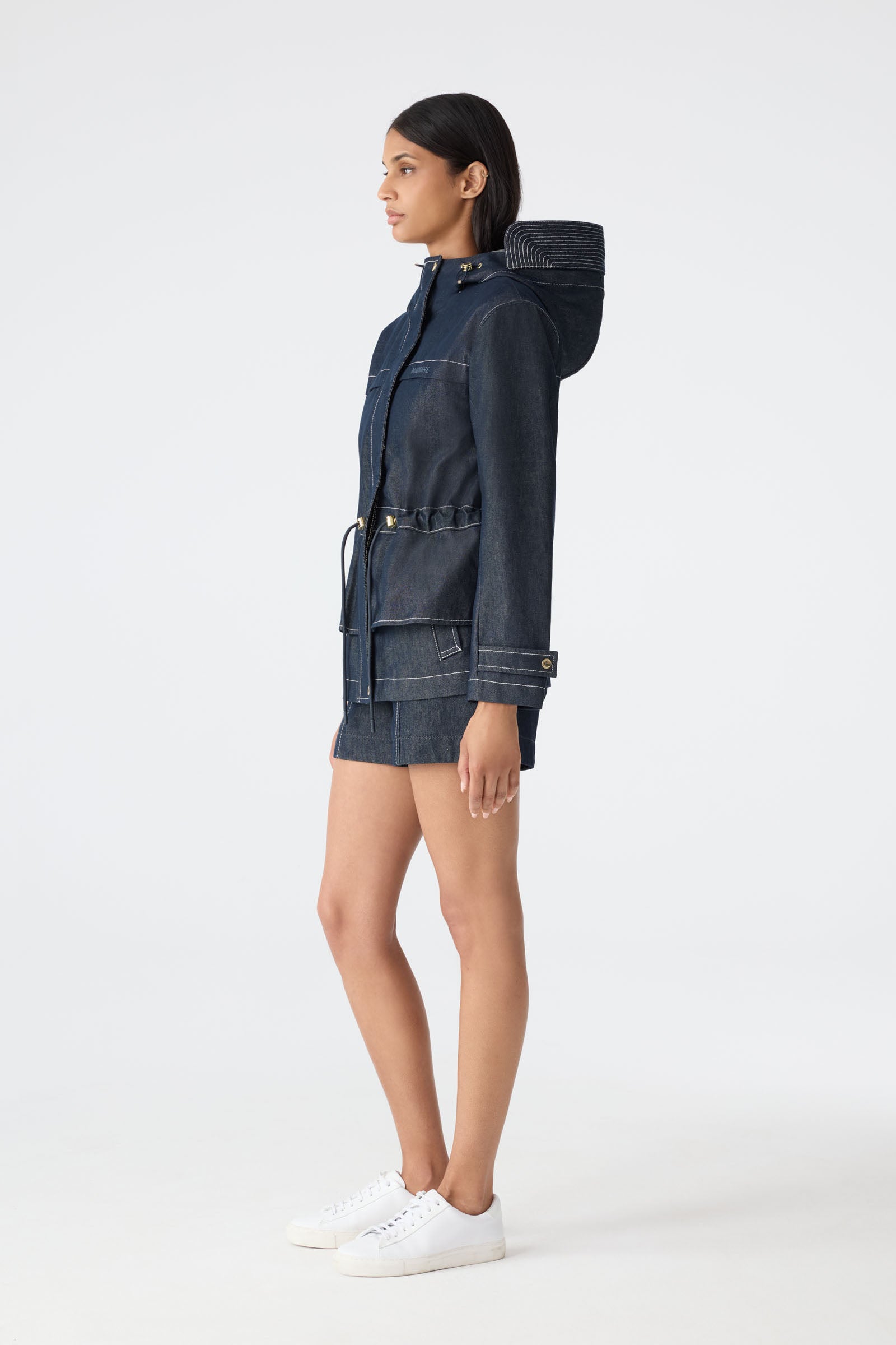 KAORI-DNM Hybrid Jacket with Peplum Detail for Women | Mackage US