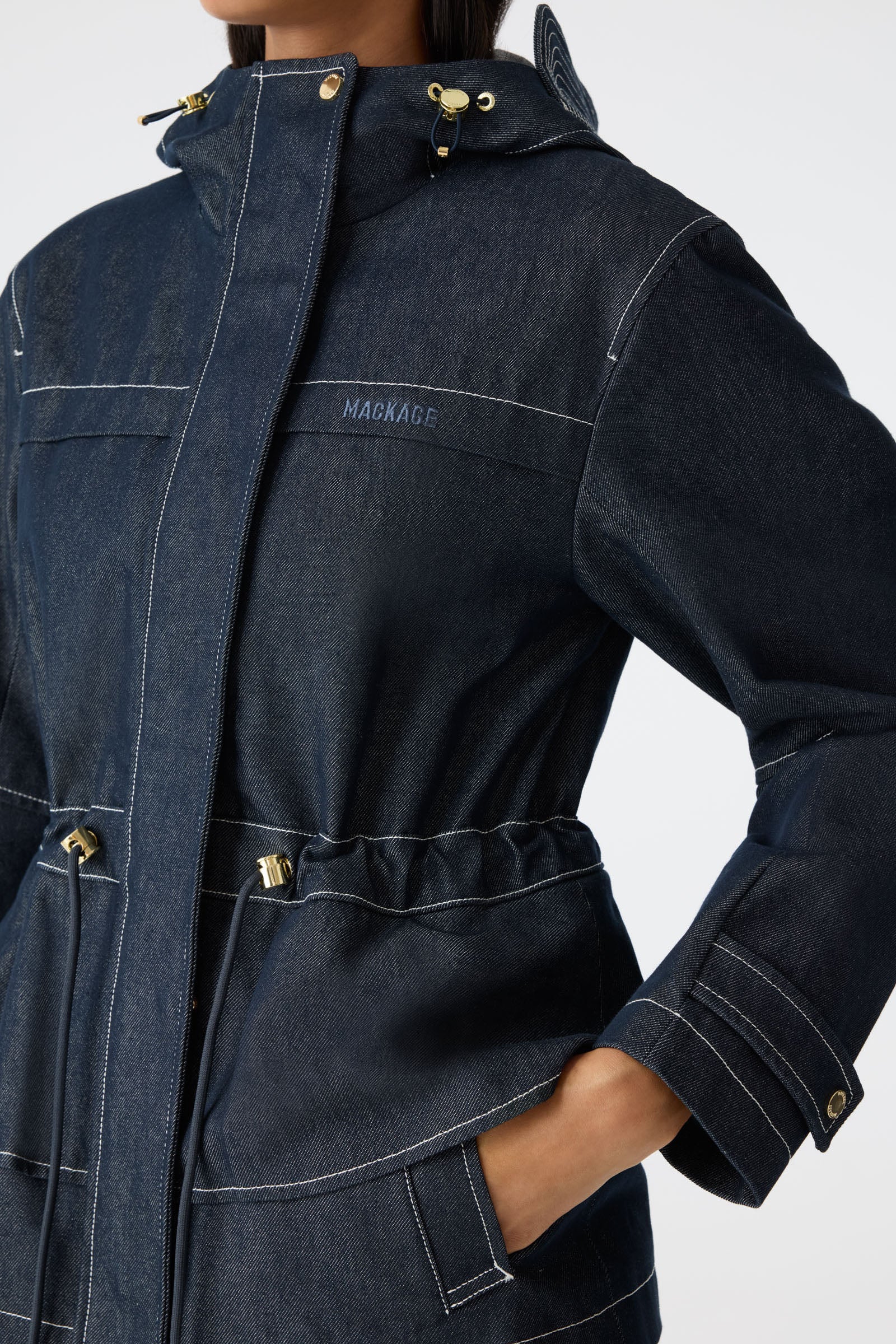 KAORI-DNM Hybrid Jacket with Peplum Detail for Women | Mackage US