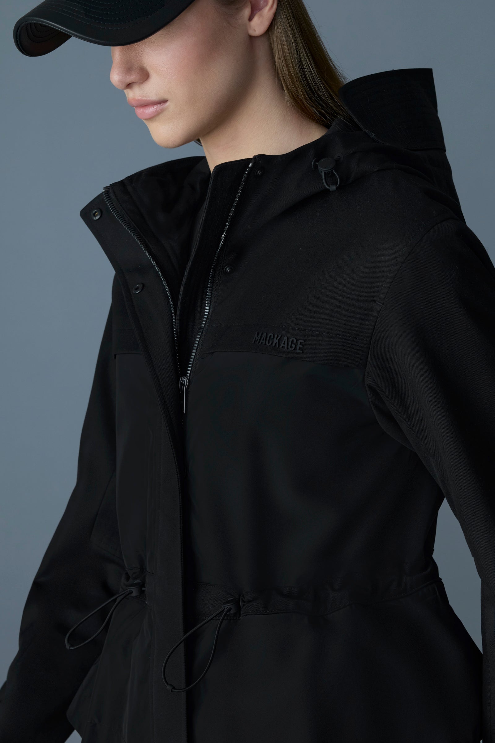 Kaori-LVS, hybrid jacket with peplum detail | Mackage® US