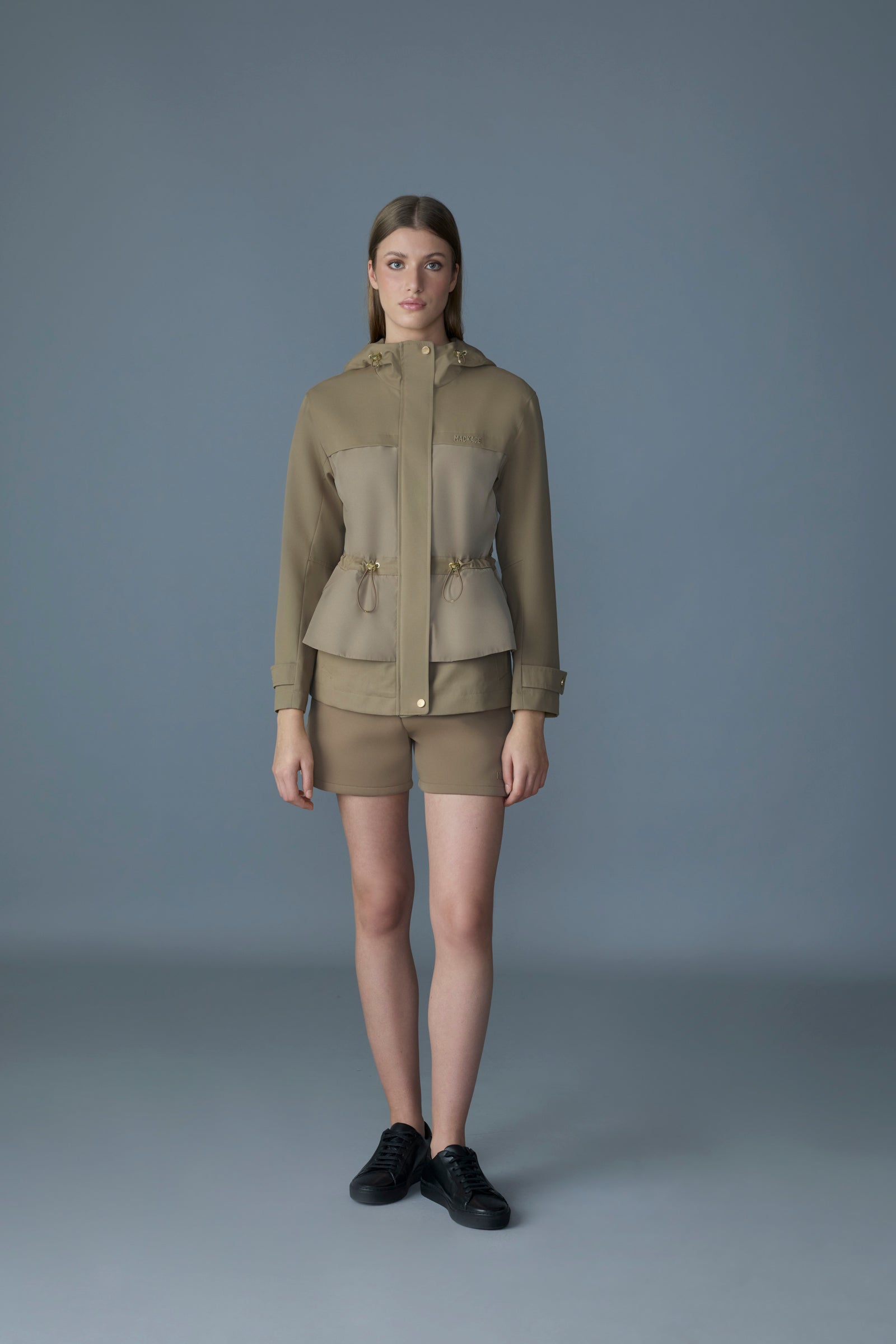 Kaori-LVS, hybrid jacket with peplum detail | Mackage® US