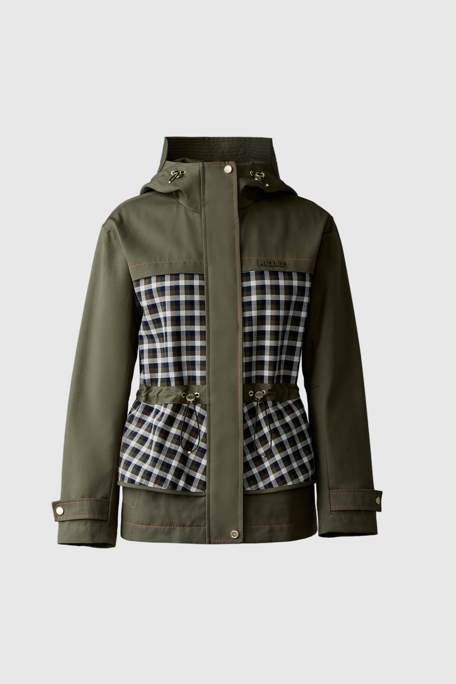 Kaori-PL, hybrid jacket with peplum and plaid detail | Mackage® US