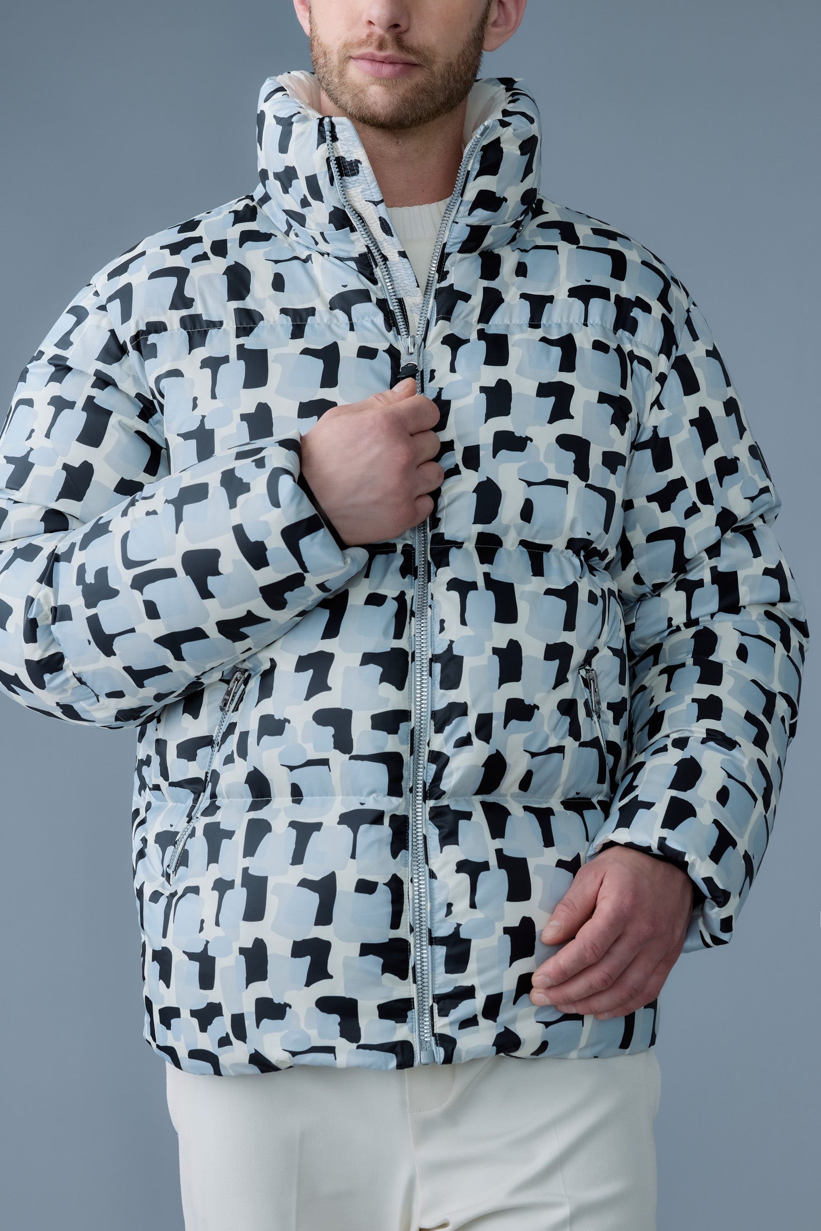 Kent-NV, tile graphic pattern down jacket with hood | Mackage® US