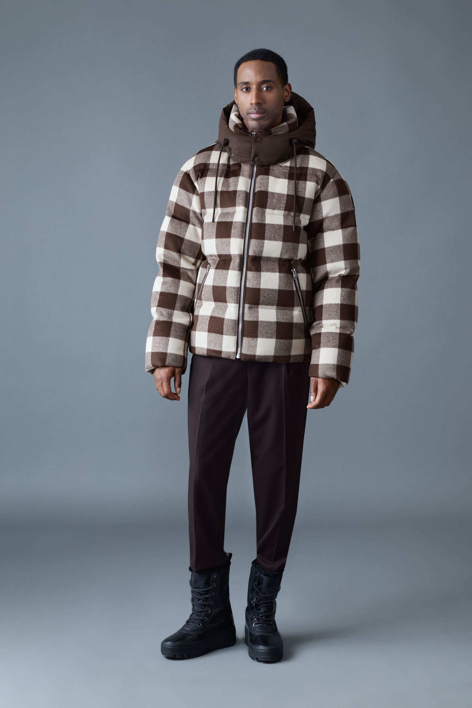 KENT-PL Plaid Hooded Down Jacket for Men | Mackage® US