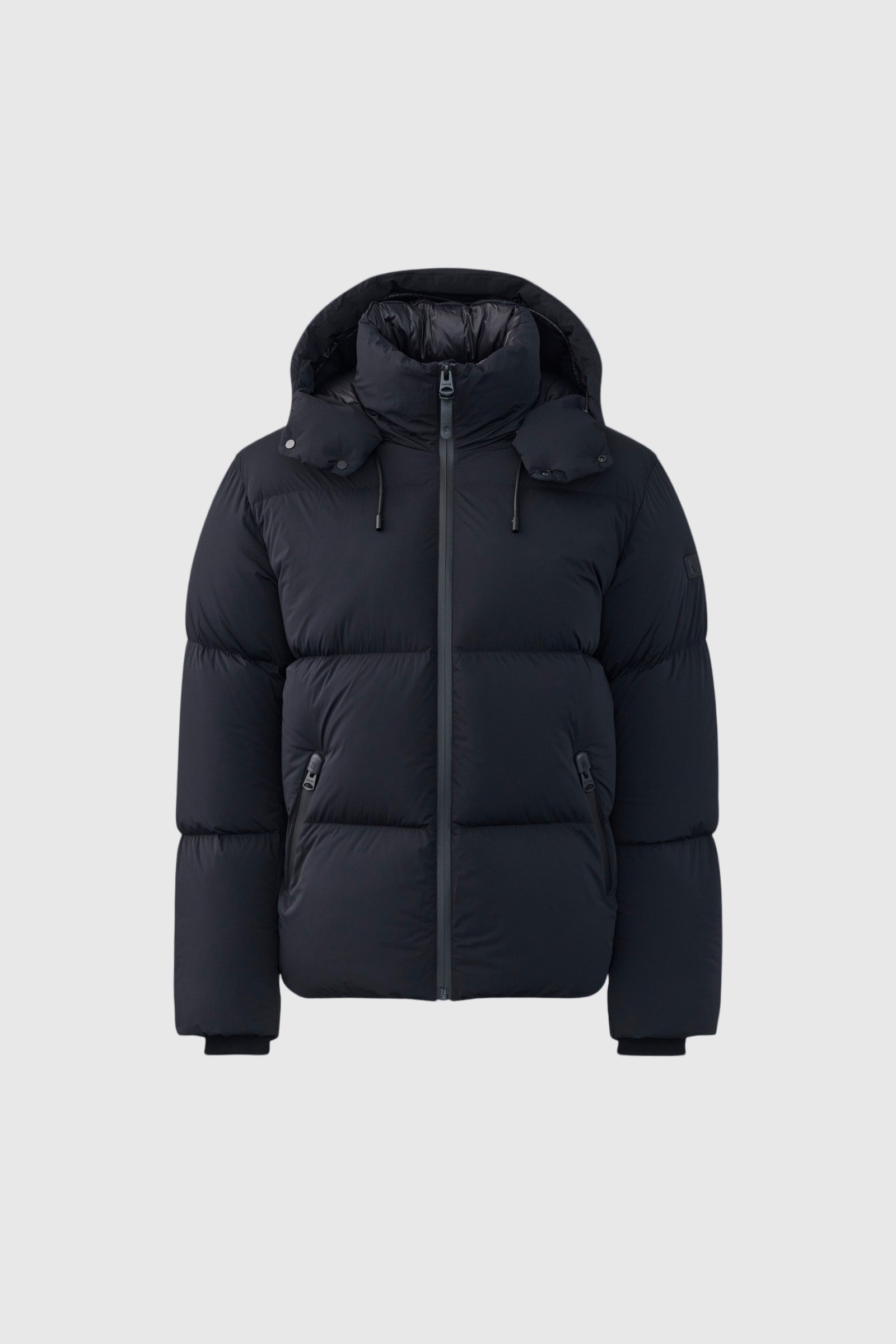 MACKAGE ブラックダウンジャケット Kent, Stretch matt down jacket with hood for men | Mackage® US