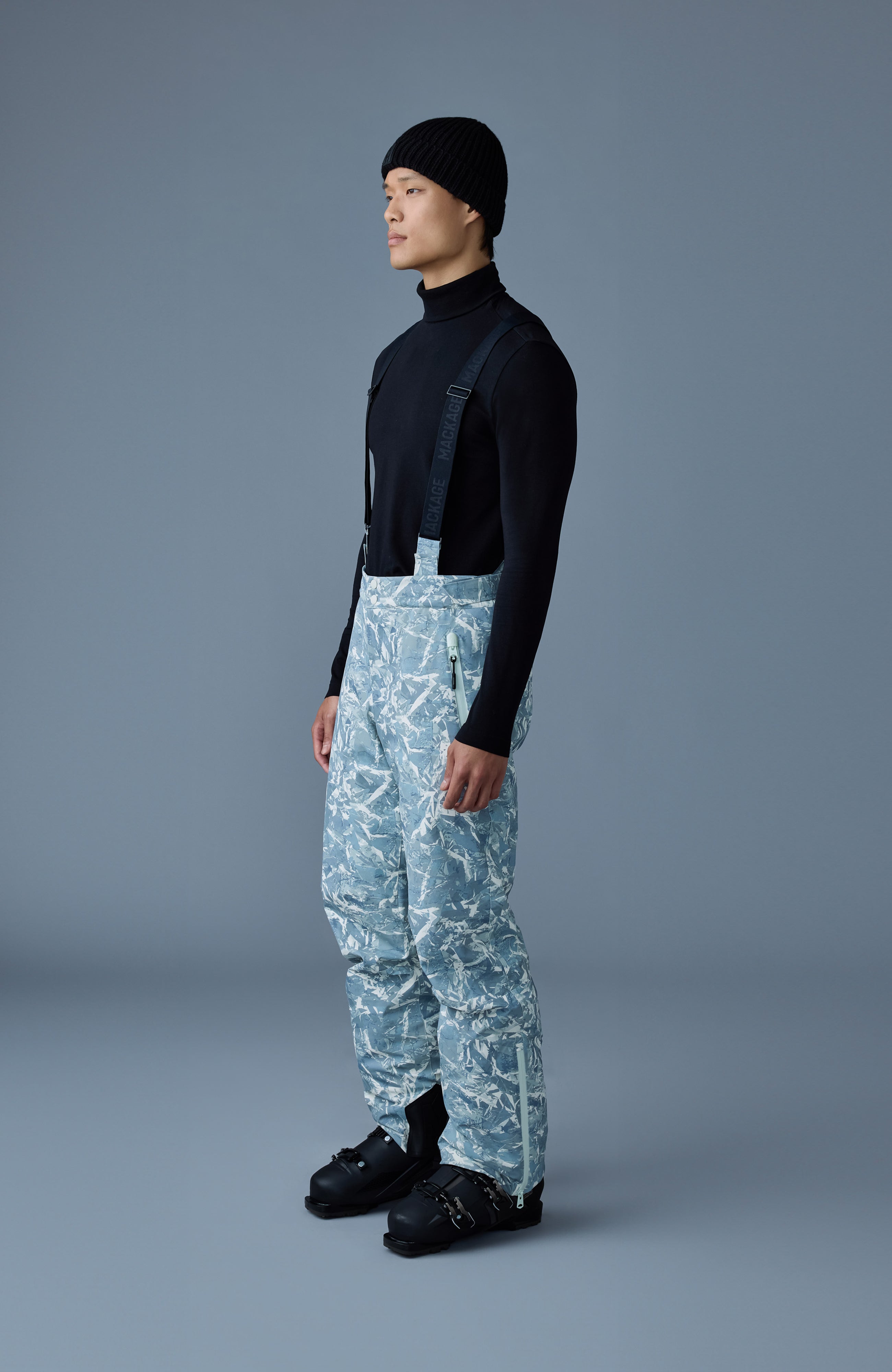 Kenyon-FP, frost pattern ski pants with removable suspender