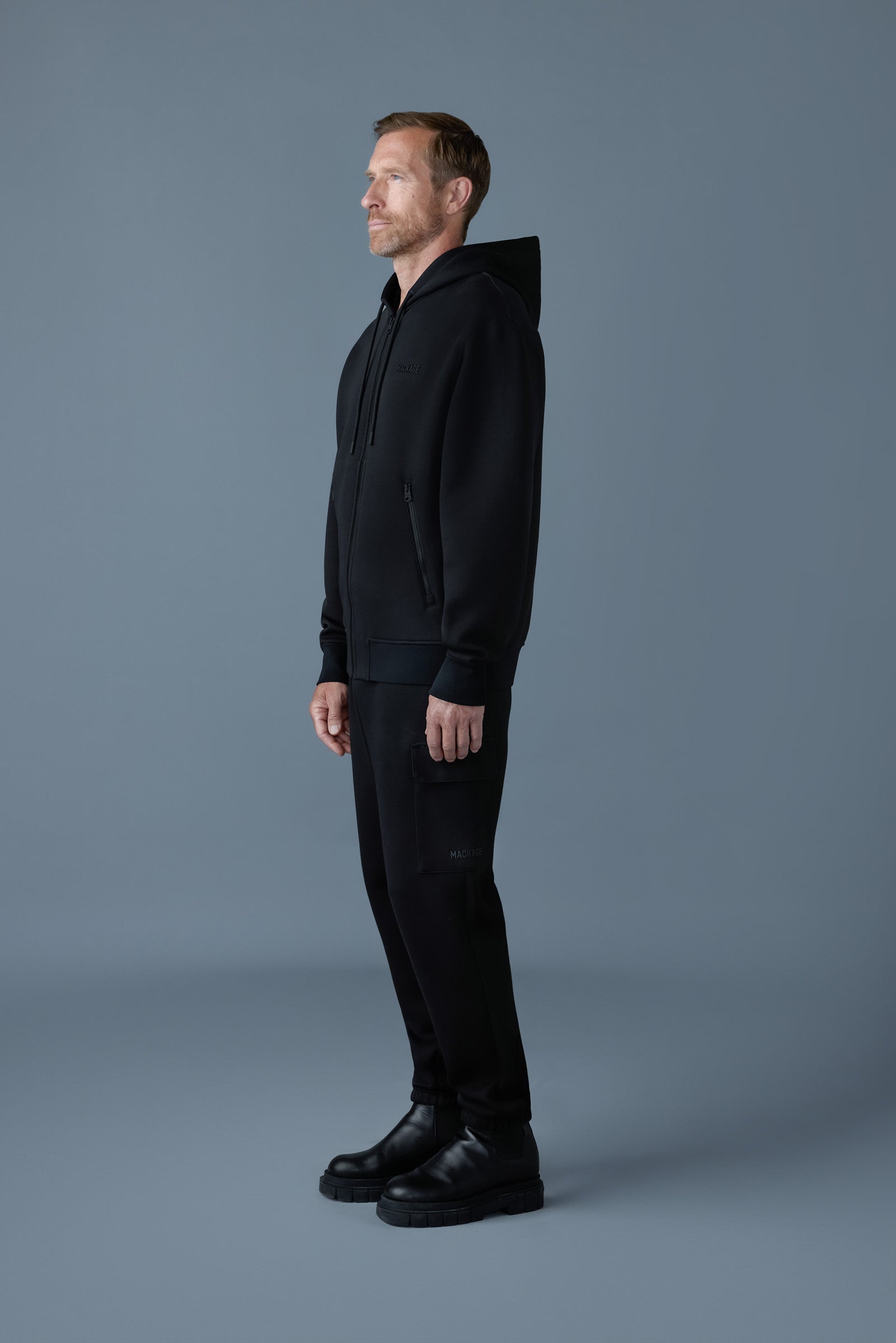 Krystos, double-face jersey zip-up hoodie | Mackage® US