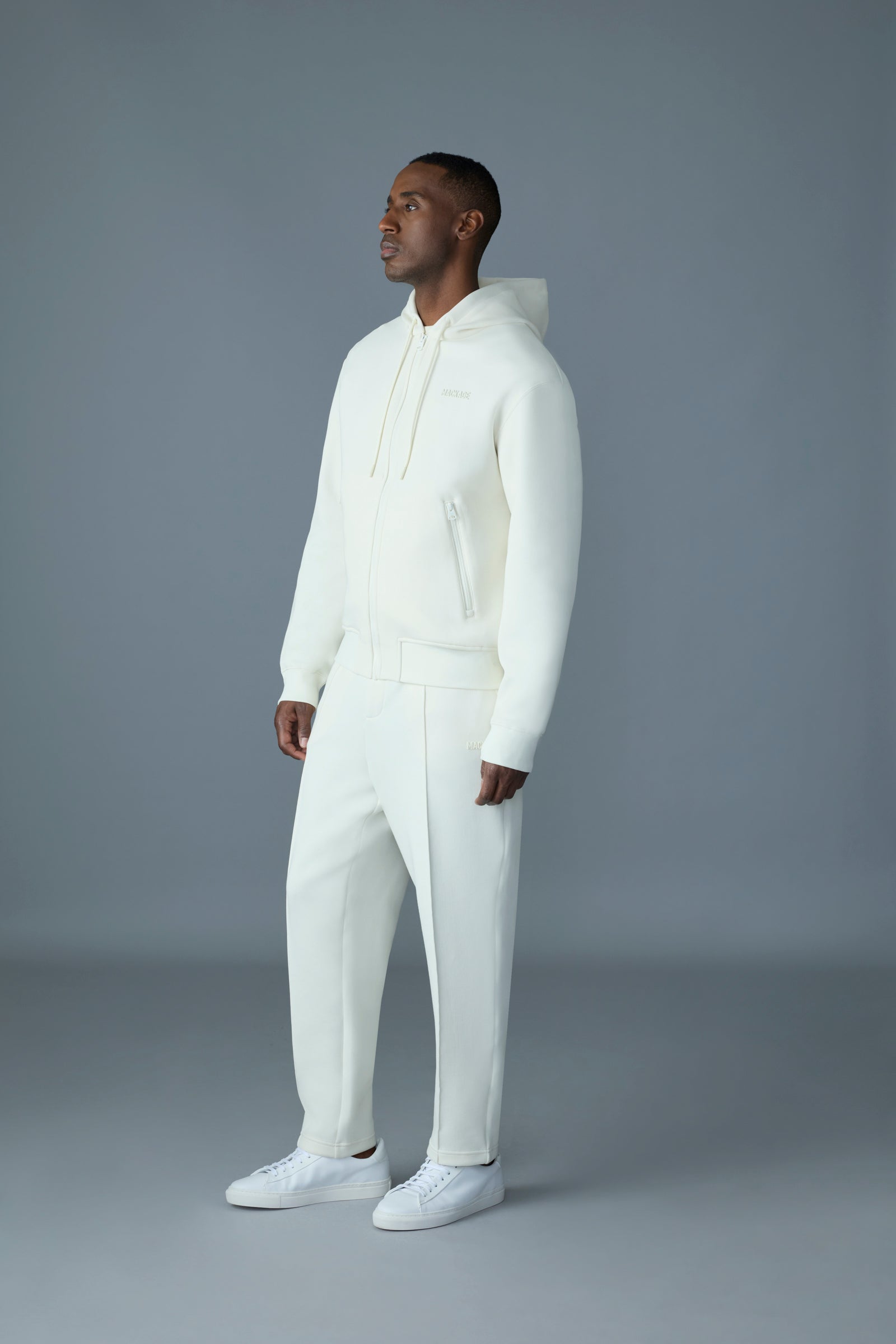 Krystos, double-face jersey zip-up hoodie | Mackage® US