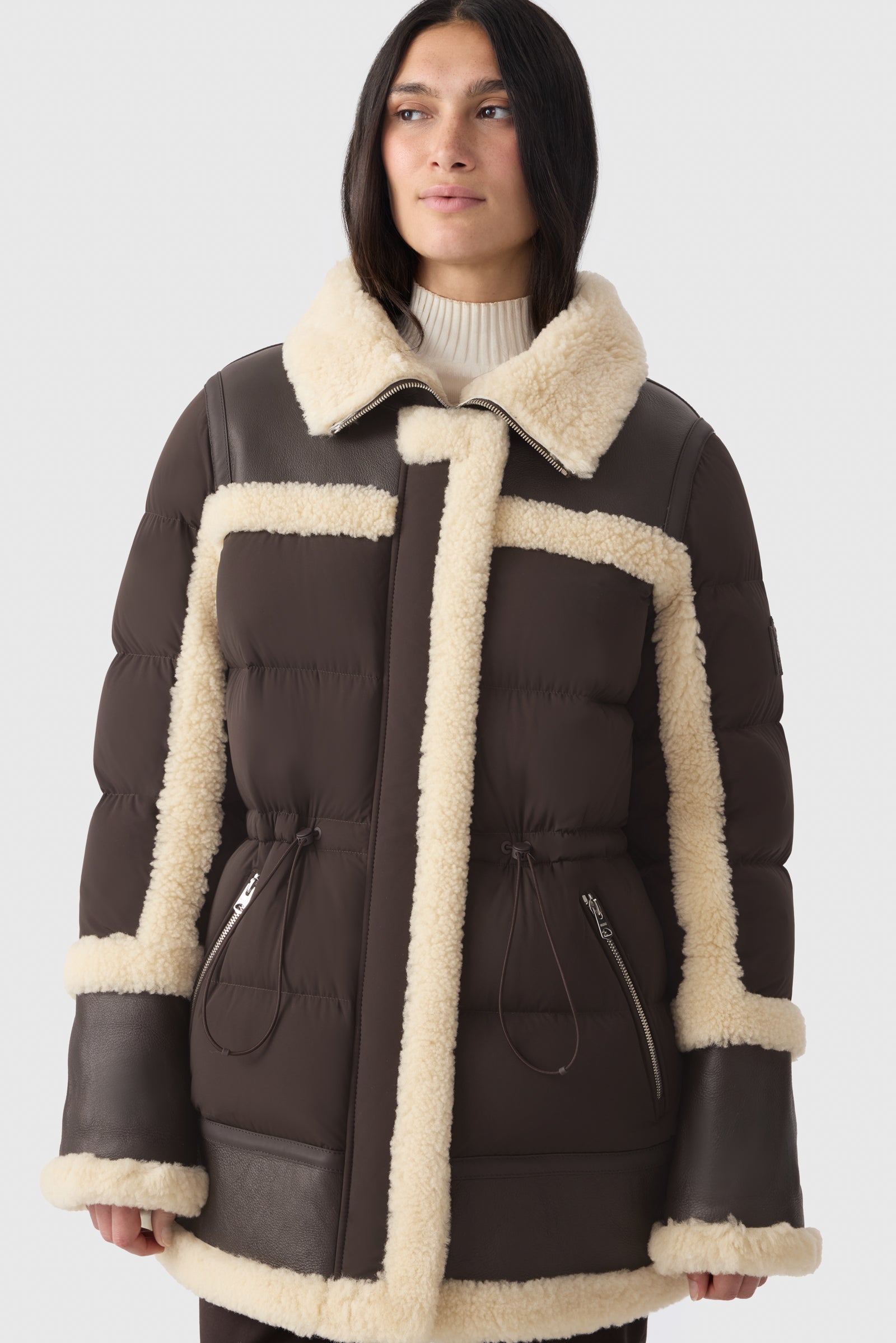 LILIBETH mixed-media shearling Down parka for Women | Mackage® US