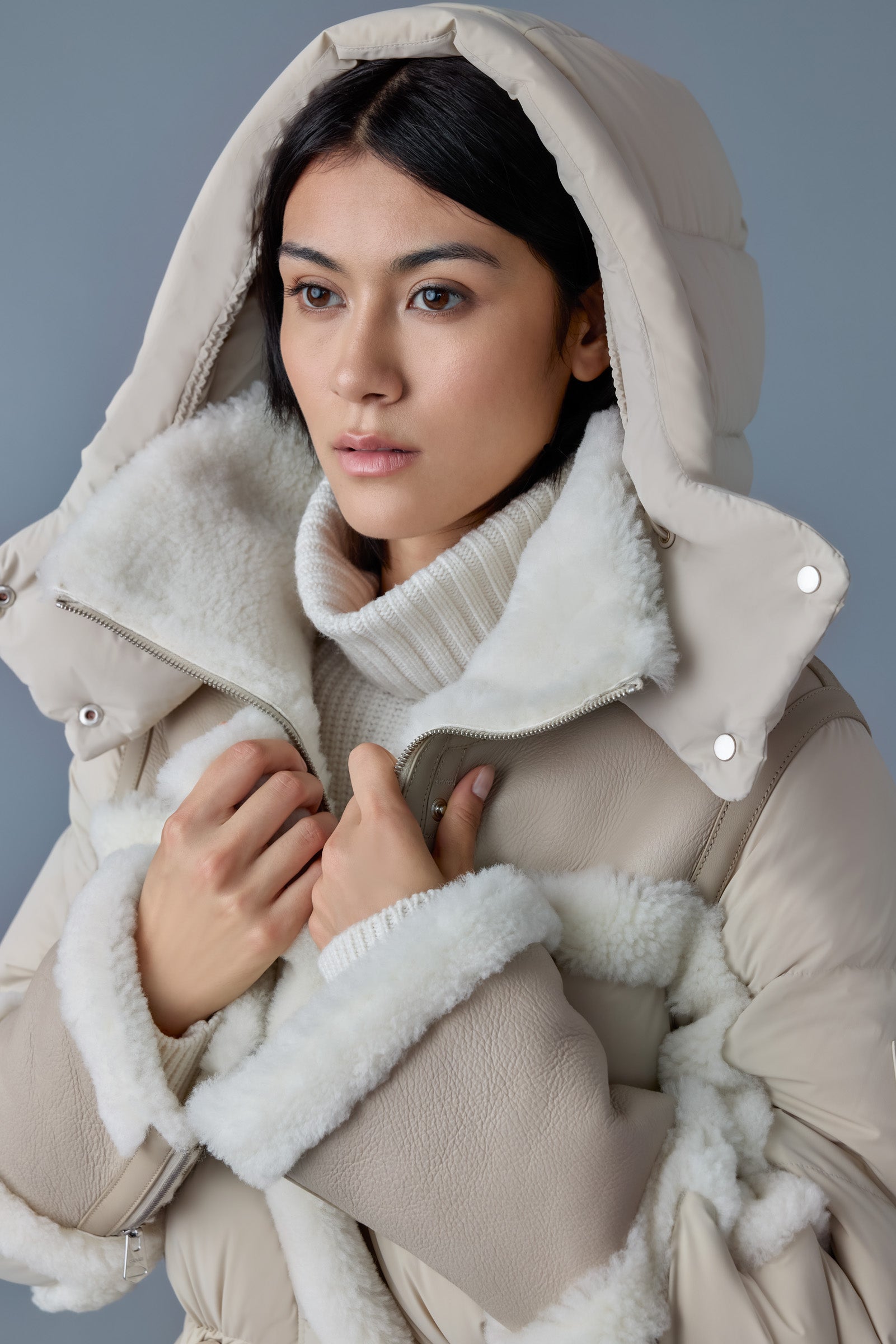 Lilibeth, mixed-media shearling down parka | Mackage® US