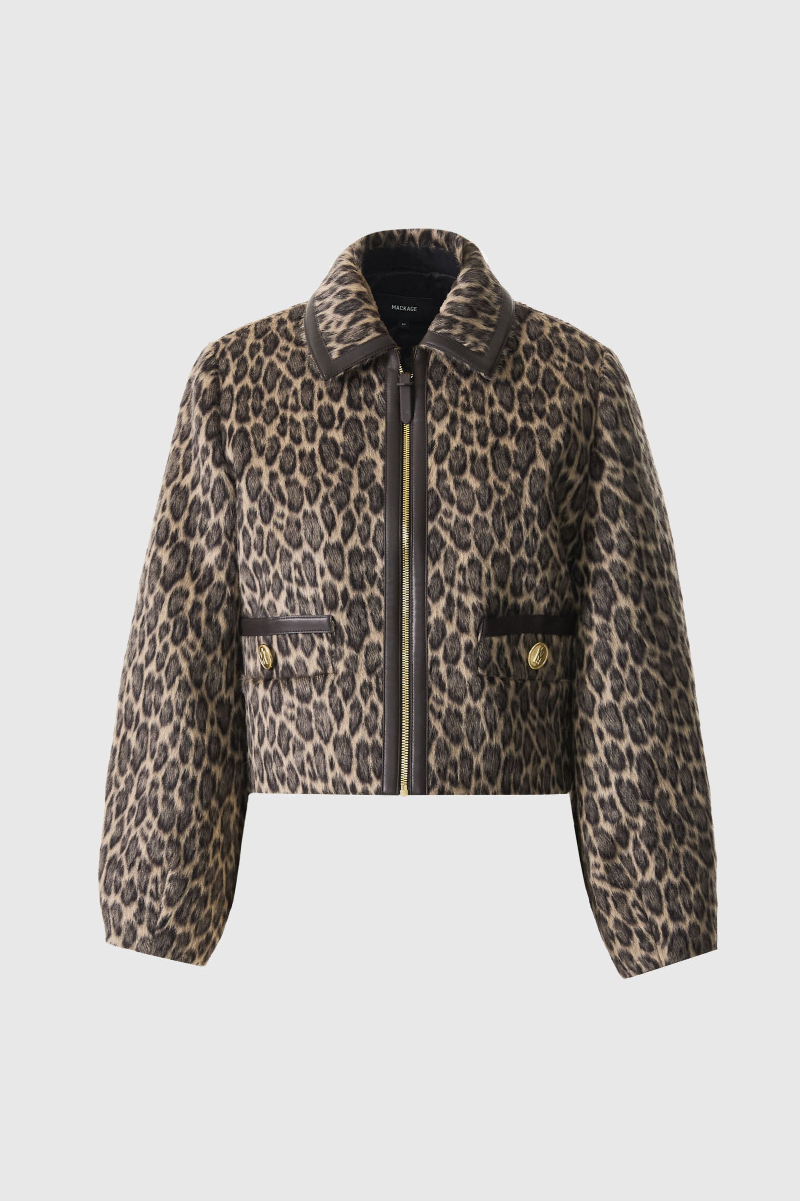 LORAH-A Animal-Print Cropped Leather Jacket for Women | Mackage® US